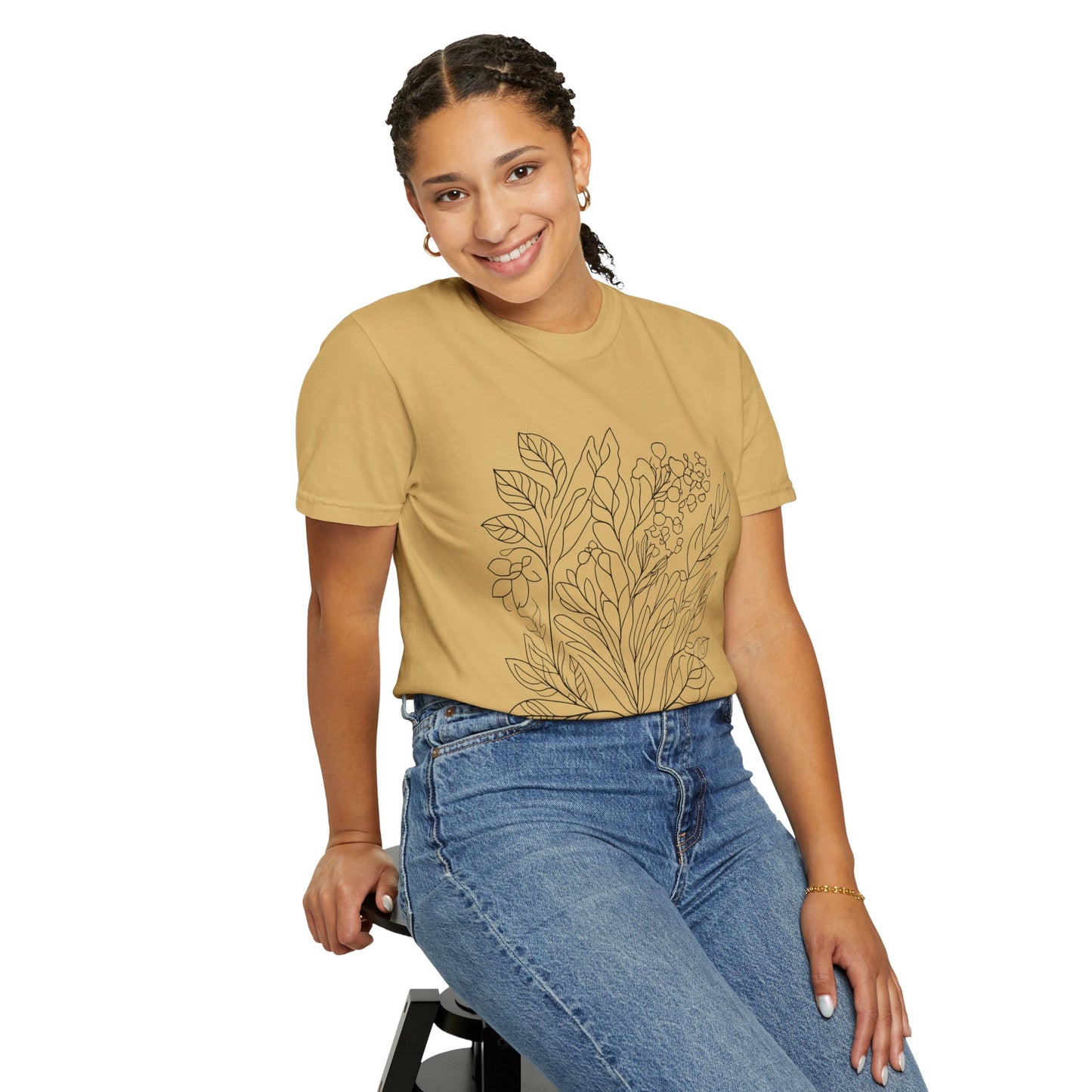 Botanical Line Art Unisex T-Shirt - Eco-Friendly Floral Design