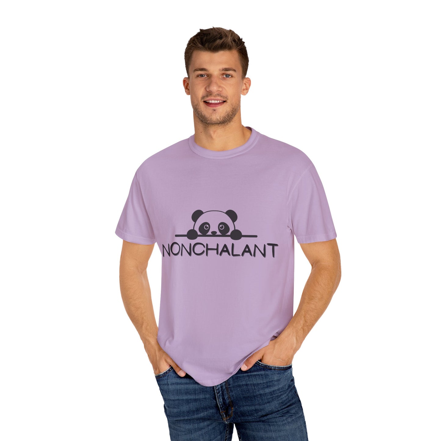 Nonchalant Panda Unisex Garment-Dyed T-Shirt - Casual Fun Wear