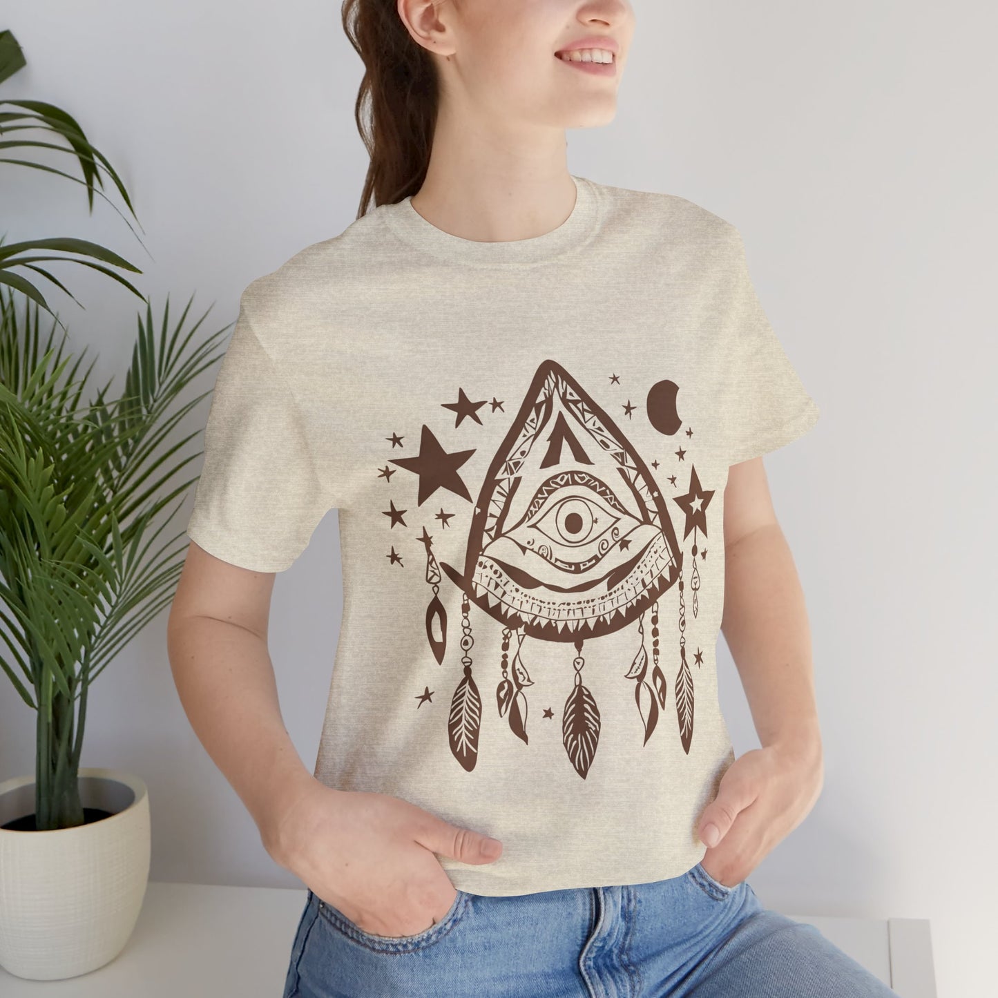 Mystical Boho Graphic Tee - Unisex Jersey Short Sleeve with Eye Design