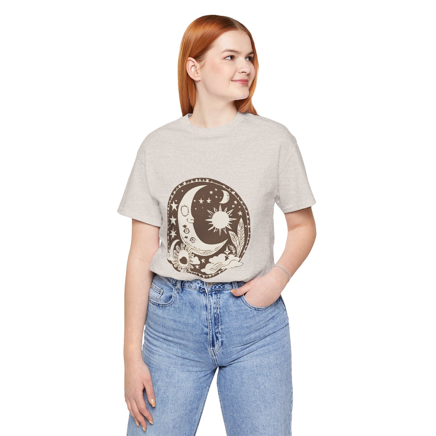 Celestial Dreams Unisex Jersey Tee - Moon & Sun Design