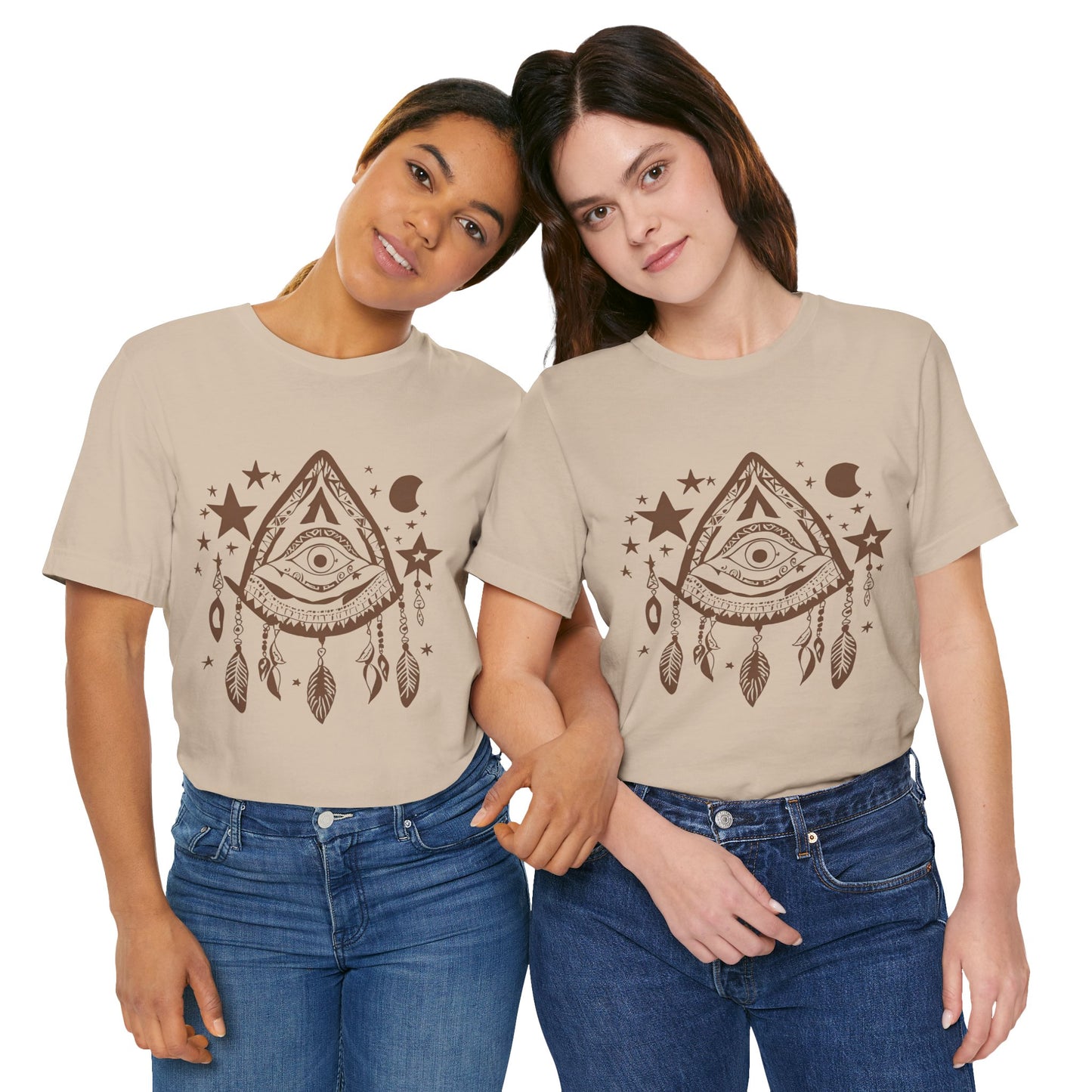 Mystical Boho Graphic Tee - Unisex Jersey Short Sleeve with Eye Design