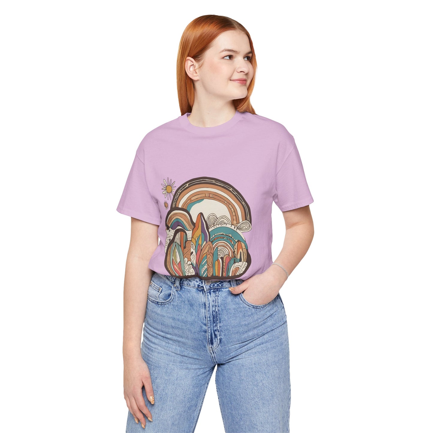 Retro Rainbow Short Sleeve Tee | Boho Aesthetic Unisex T-Shirt