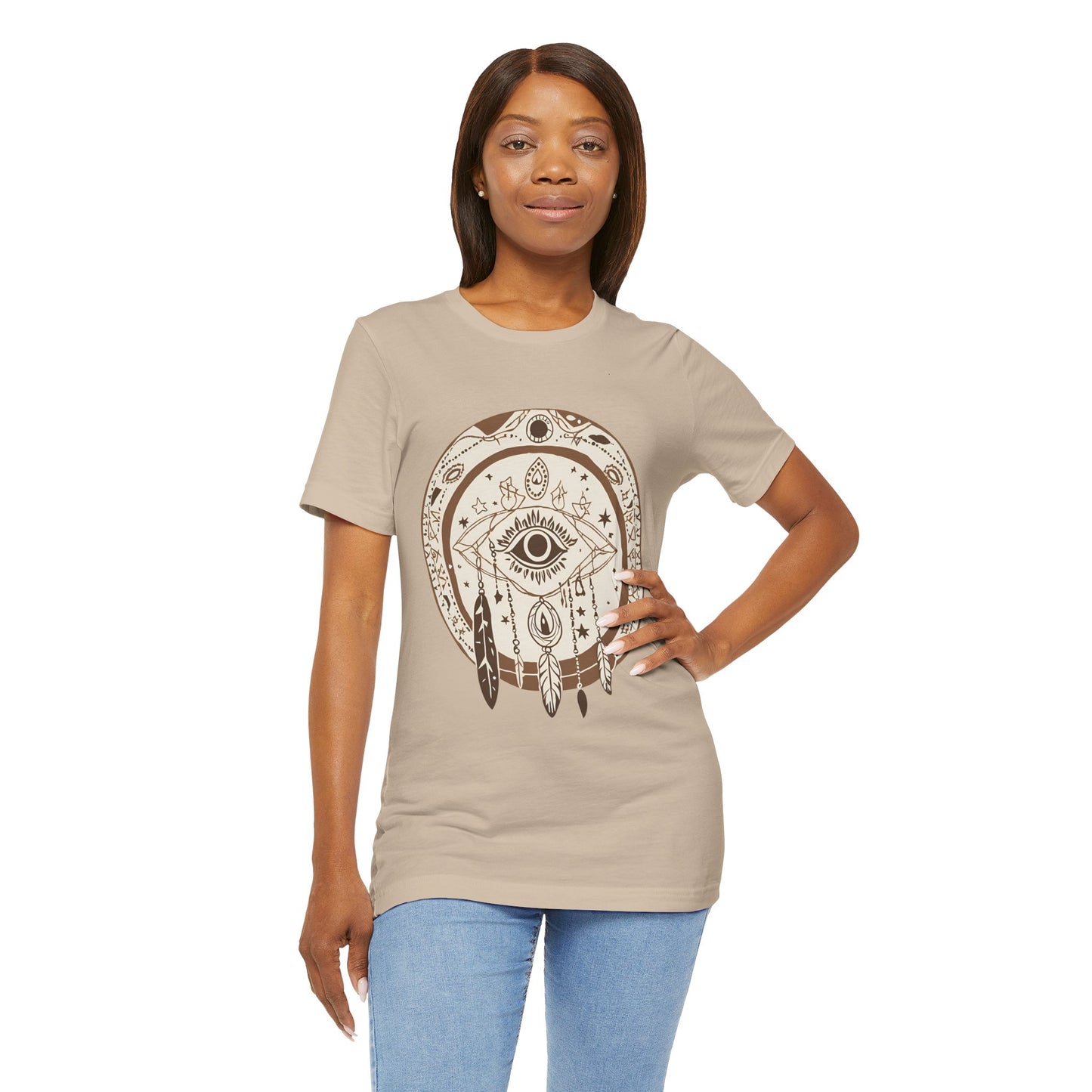 Bohemian Dreamcatcher Unisex Tee - Relaxed Graphic Short Sleeve Shirt for Festival Lovers