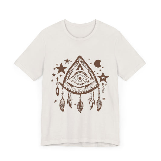 Mystical Boho Graphic Tee - Unisex Jersey Short Sleeve with Eye Design