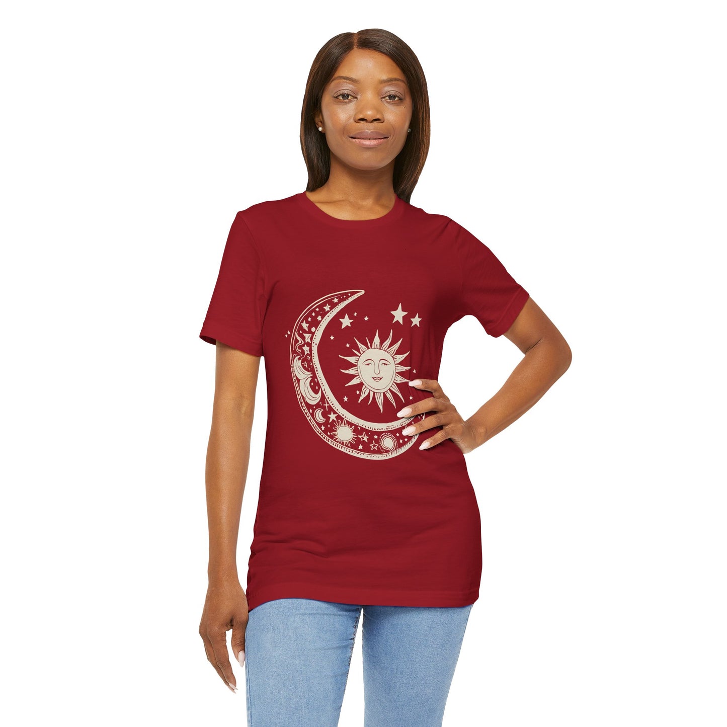 Celestial Sun and Moon Unisex Jersey Tee