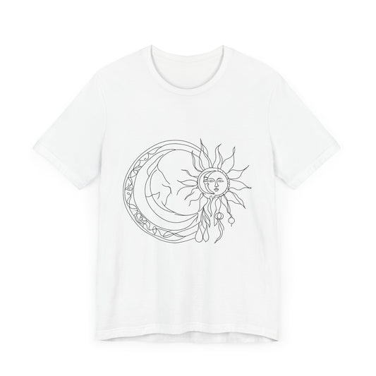 Sun and Moon Graphic Tee - Boho Unisex Jersey Short Sleeve Shirt