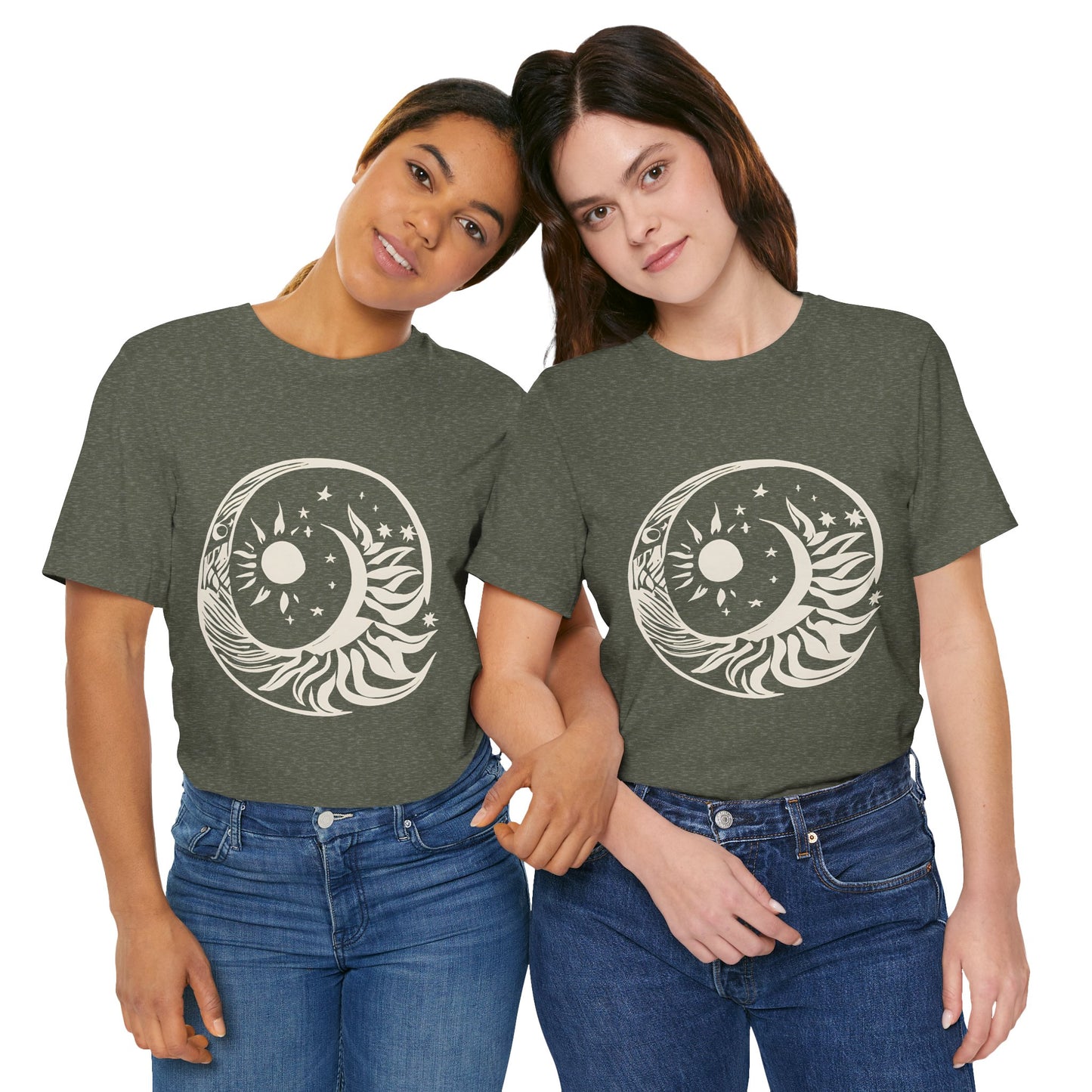 Bohemian Sun and Moon Graphic Tee - Unisex Jersey Short Sleeve