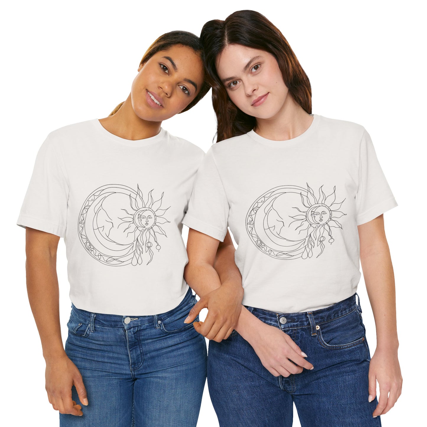 Sun and Moon Graphic Tee - Boho Unisex Jersey Short Sleeve Shirt