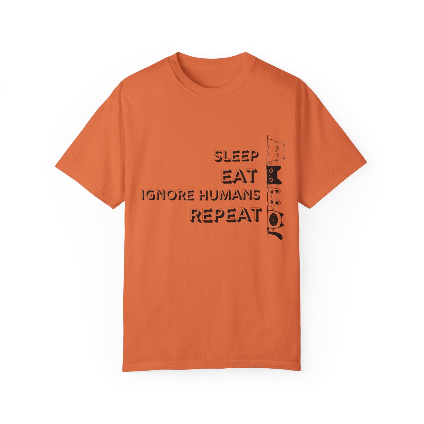 Unisex Garment-Dyed T-Shirt - "Sleep Eat Ignore Humans Repeat" - Casual Fun Tee