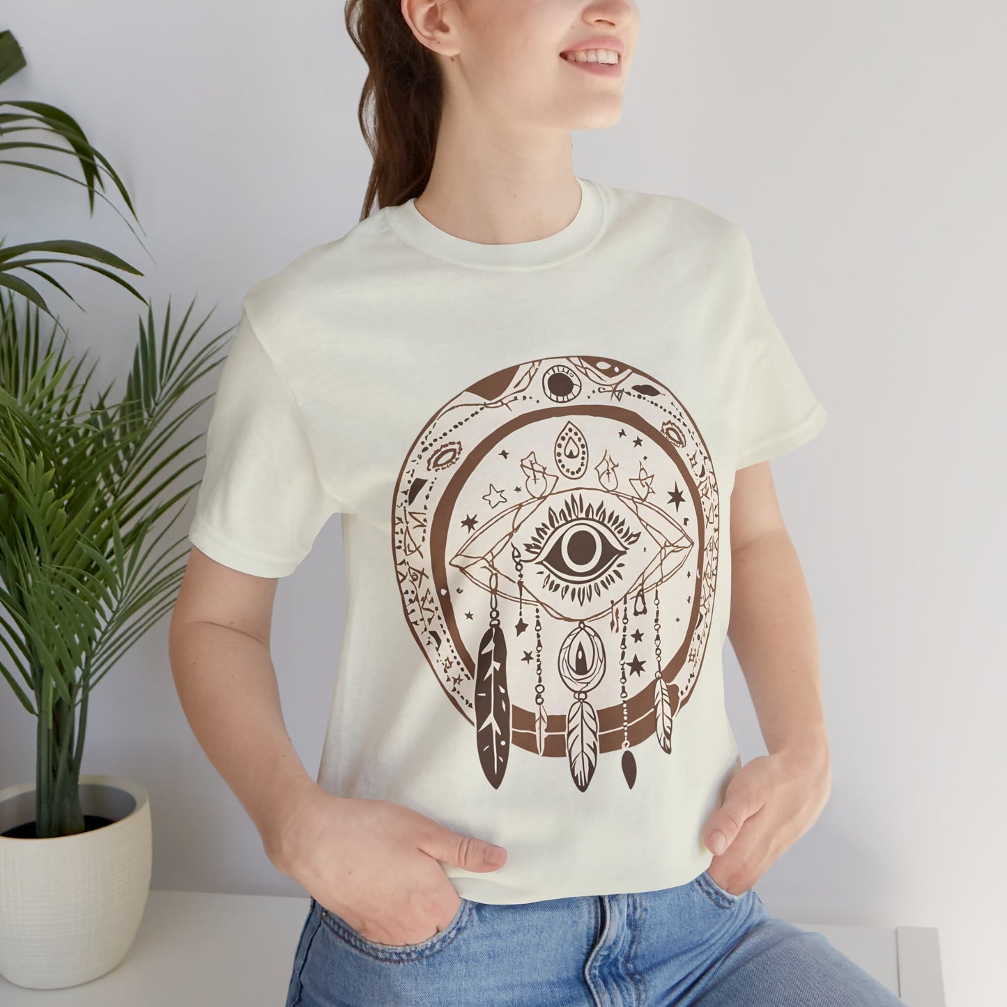 Bohemian Dreamcatcher Unisex Tee - Relaxed Graphic Short Sleeve Shirt for Festival Lovers