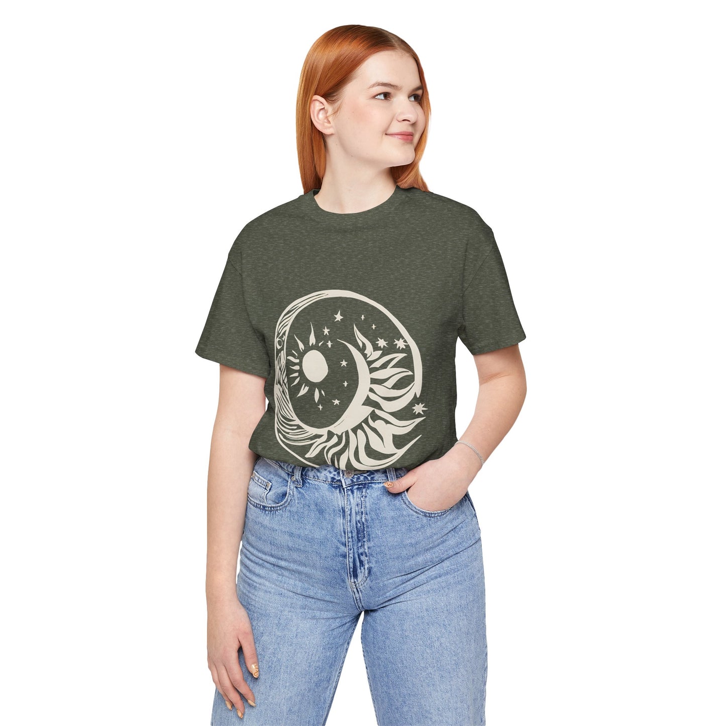 Bohemian Sun and Moon Graphic Tee - Unisex Jersey Short Sleeve