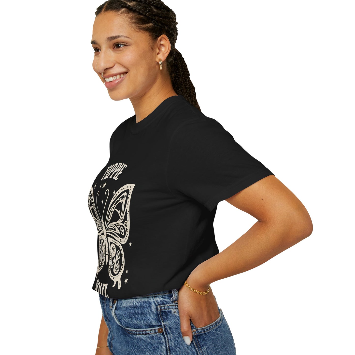 Hippie Soul Unisex Garment-Dyed T-Shirt - Bohemian Butterfly Design