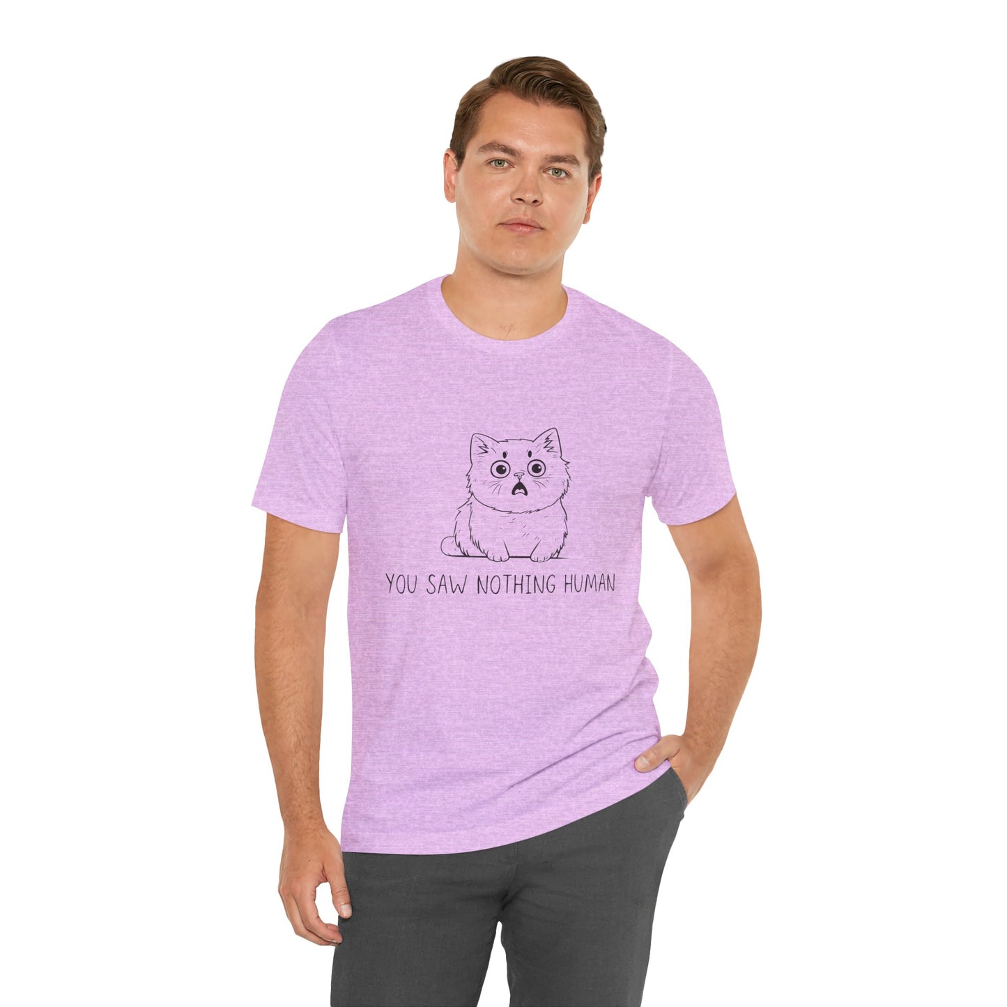 Funny Cat Graphic Tee - 'You Saw Nothing Human' Unisex T-Shirt