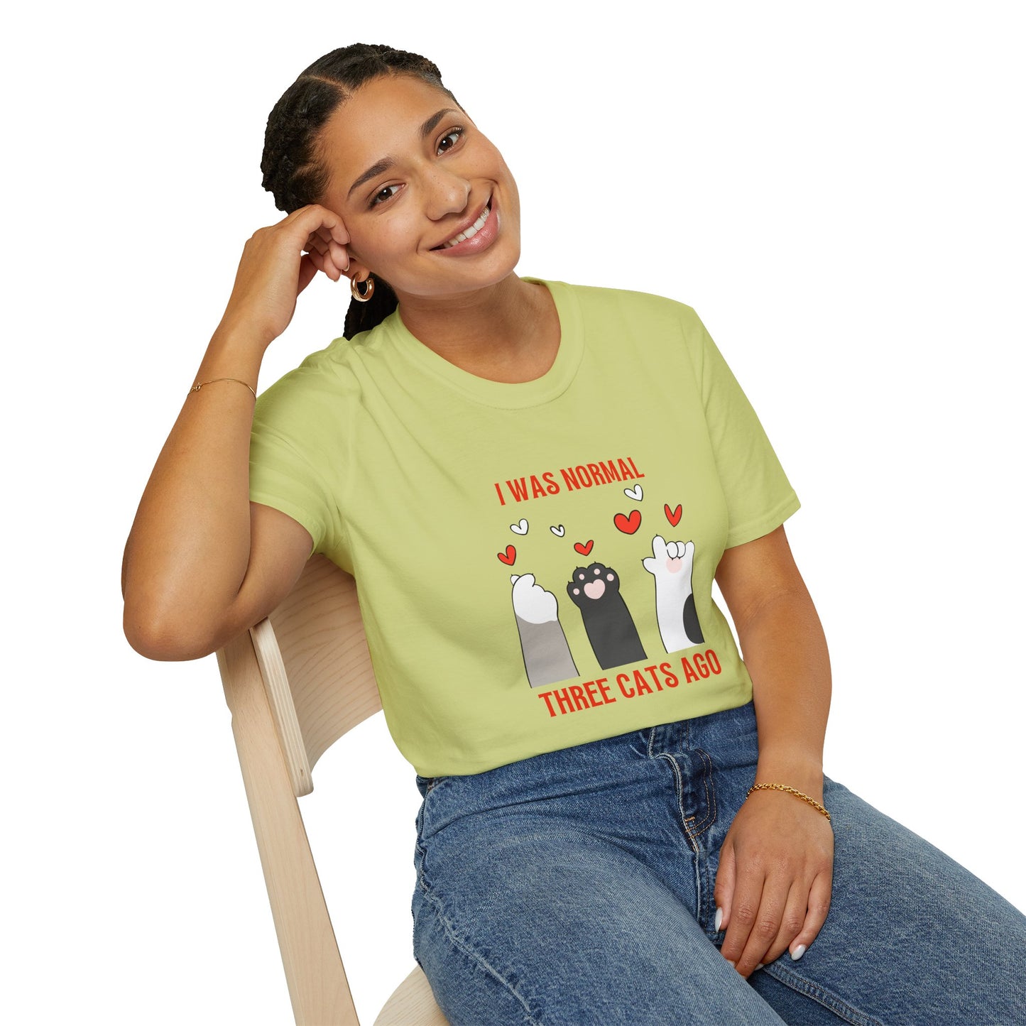 Funny Cat Lover T-Shirt - 'I Was Normal Three Cats Ago'