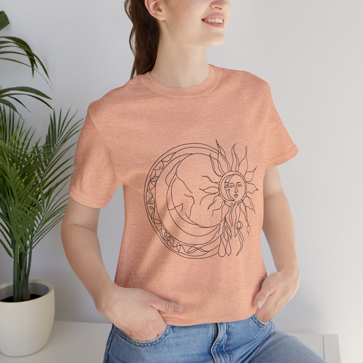 Sun and Moon Graphic Tee - Boho Unisex Jersey Short Sleeve Shirt