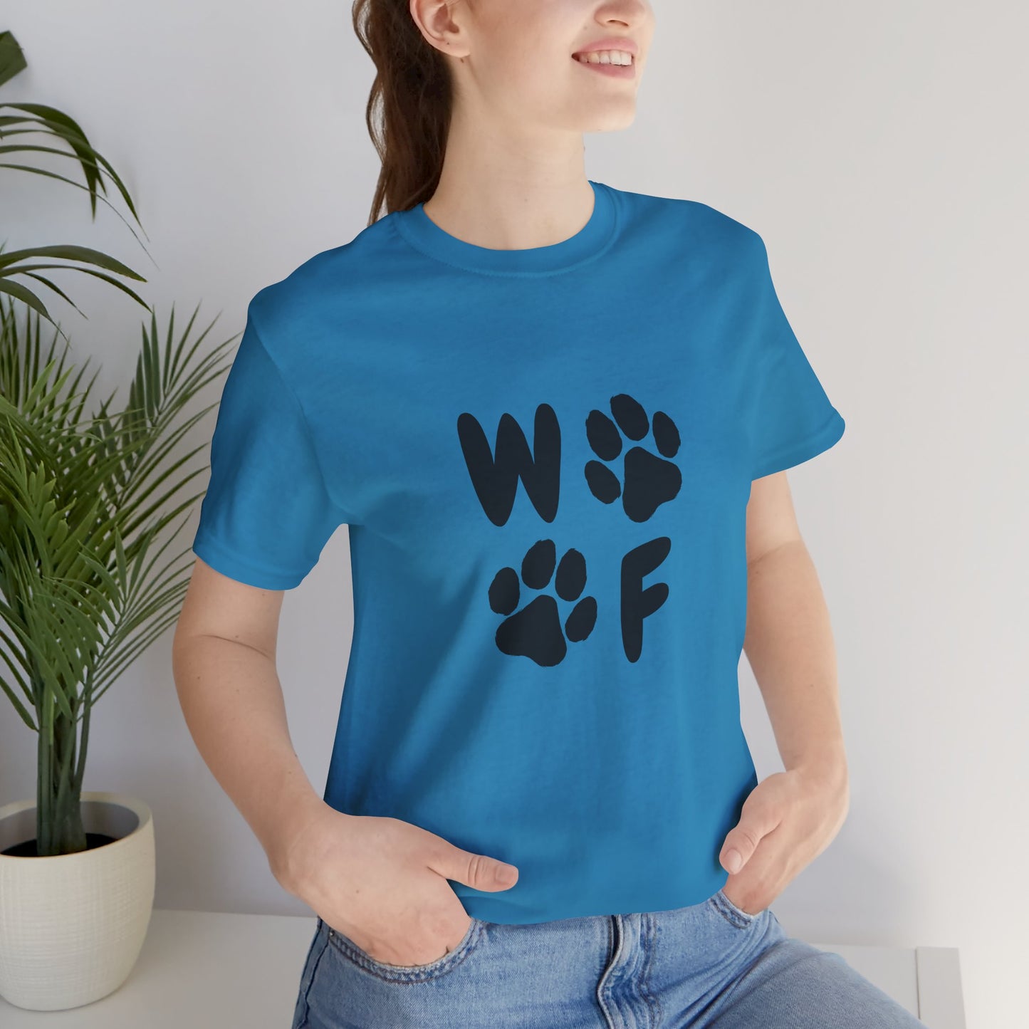 Unisex Dog Lovers Tee - 'WOOF' Graphic Short Sleeve Shirt