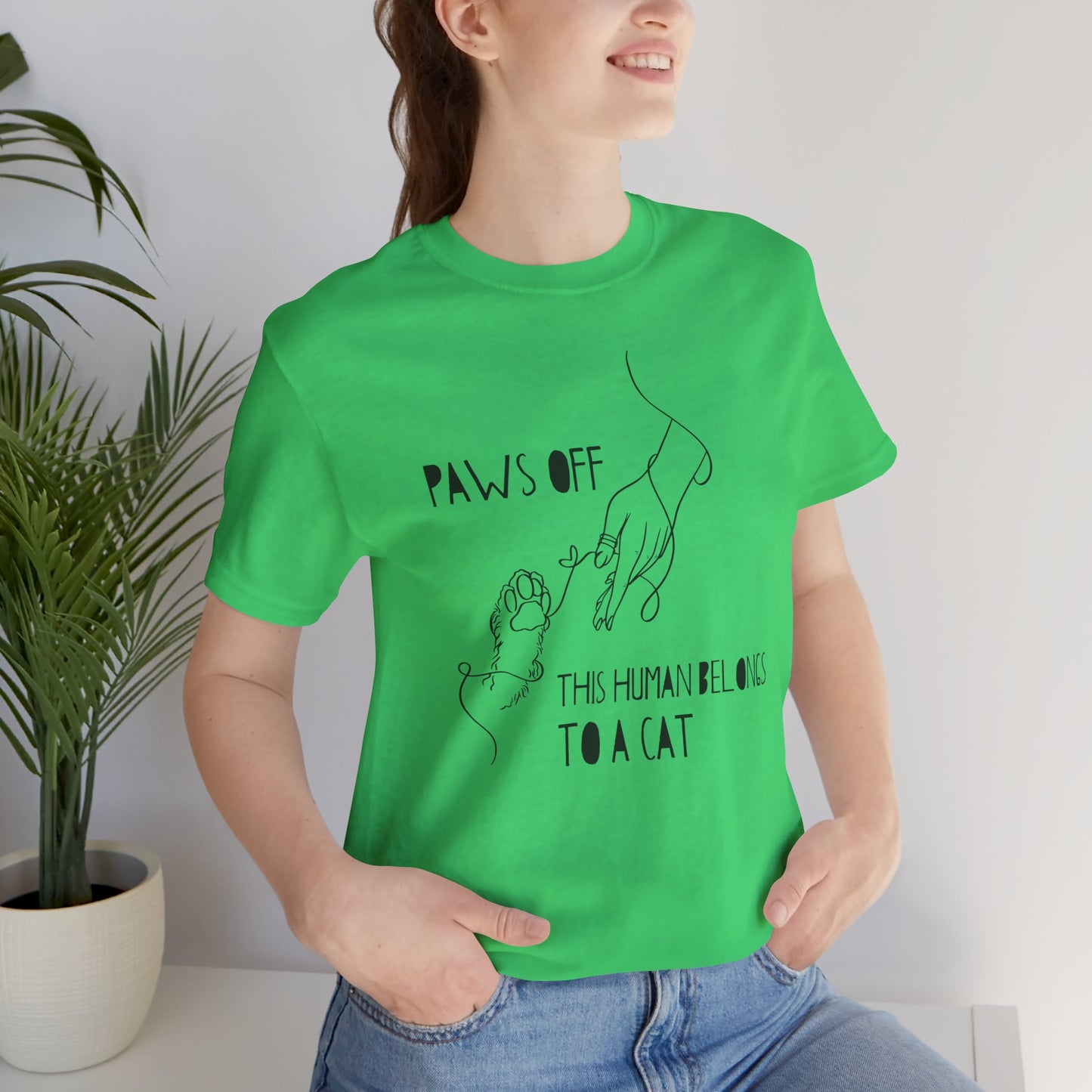 Cat Lover Unisex Jersey Tee - 'Paws Off This Human Belongs to a Cat'