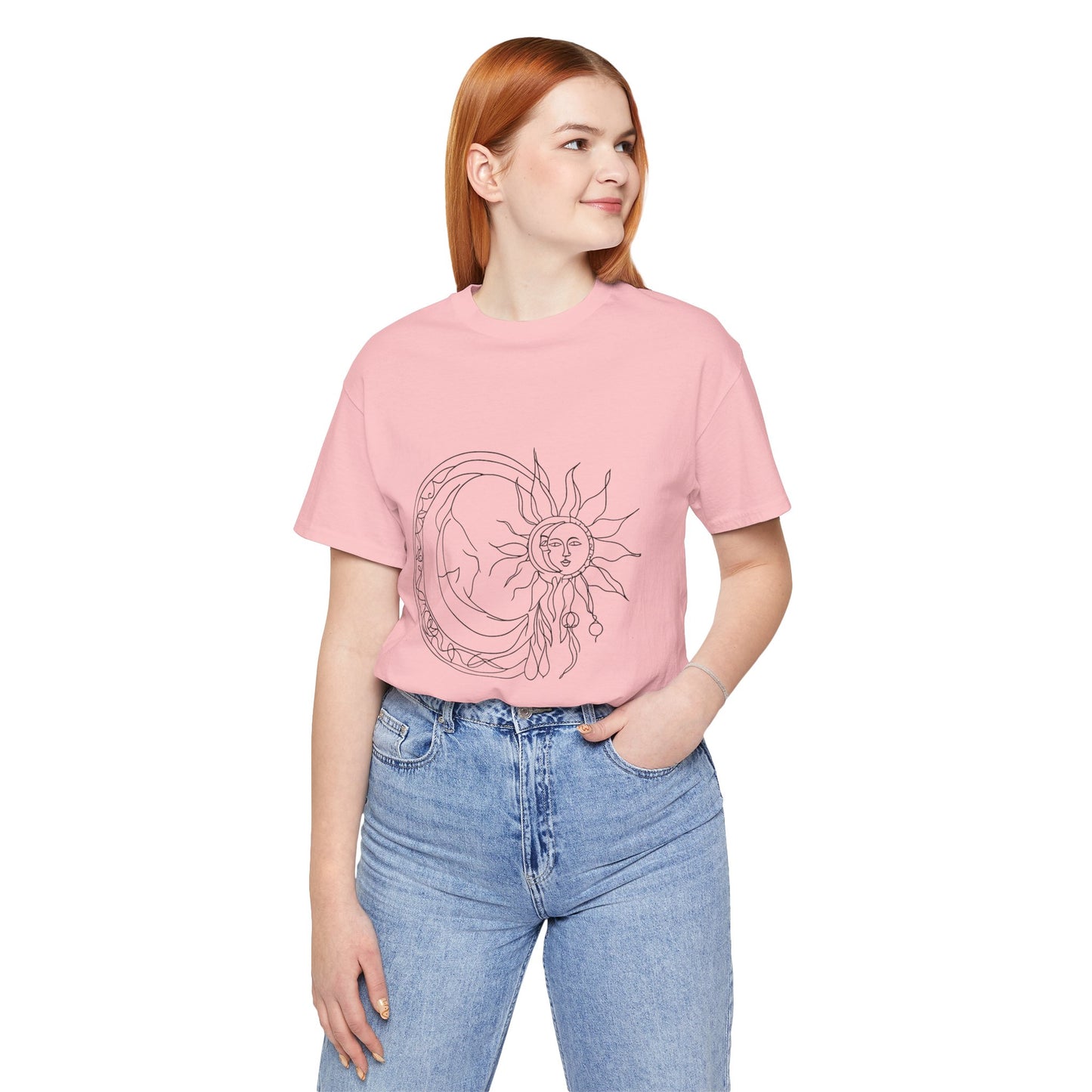 Sun and Moon Graphic Tee - Boho Unisex Jersey Short Sleeve Shirt