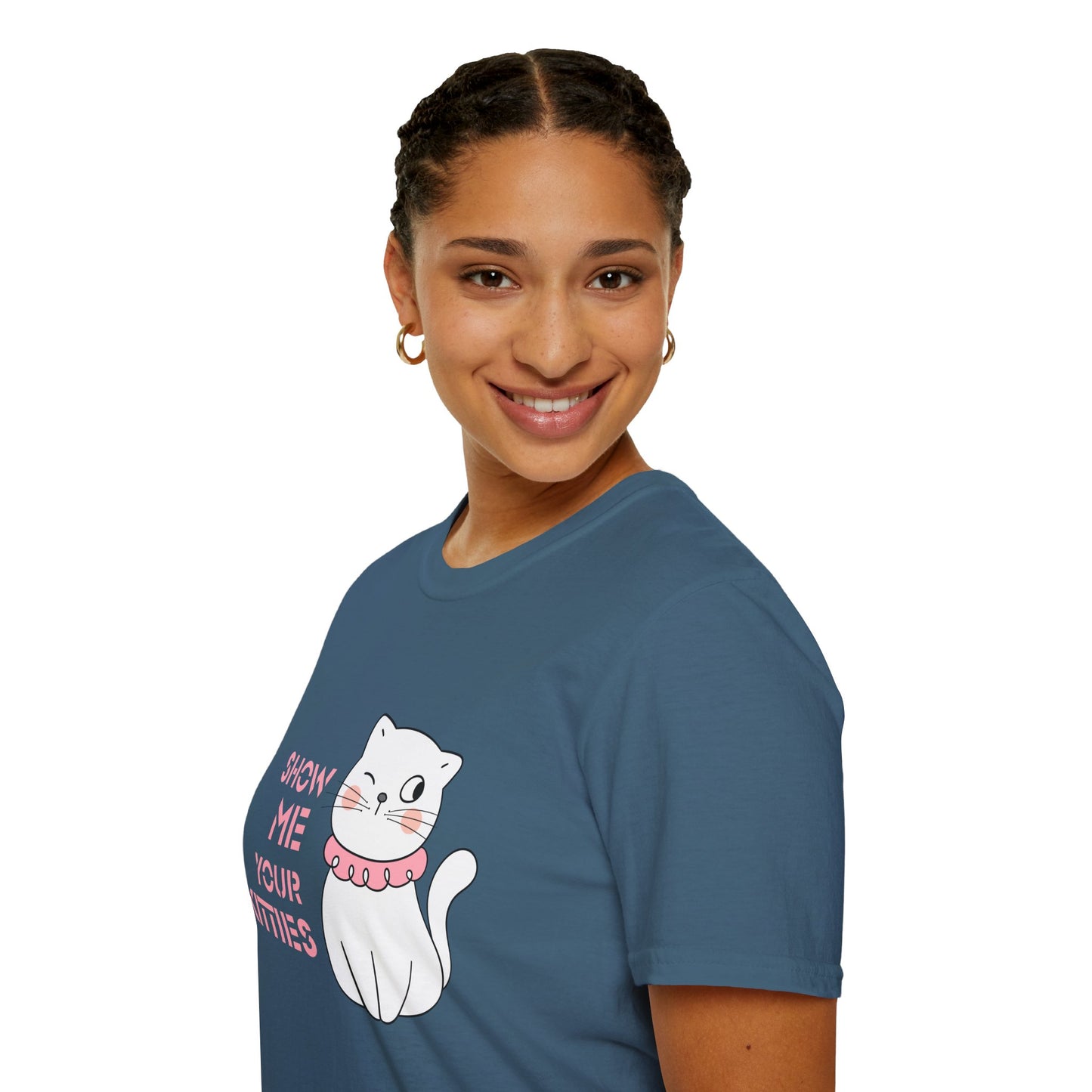 Show Me Your Kitties Unisex Softstyle T-Shirt - Cute Cat Graphic Tee for Cat Lovers