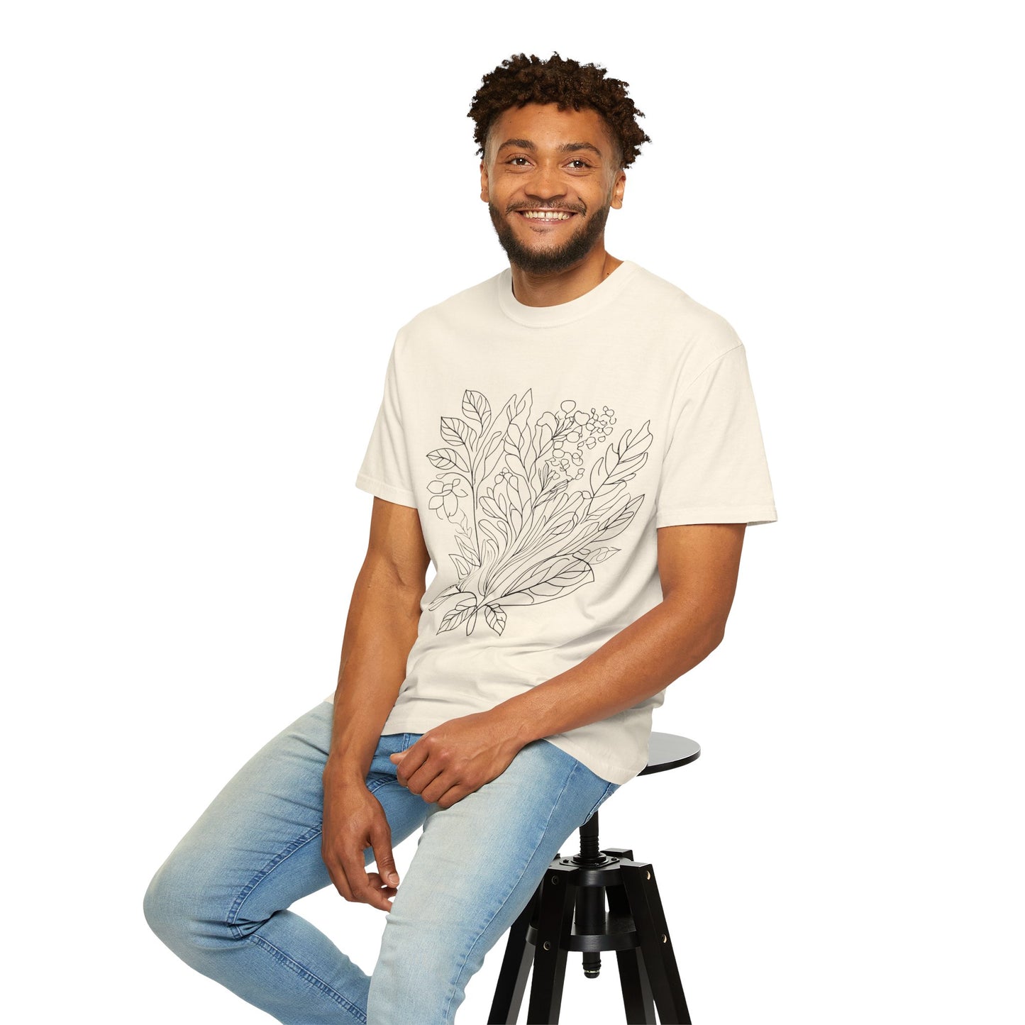 Botanical Line Art Unisex T-Shirt - Eco-Friendly Floral Design