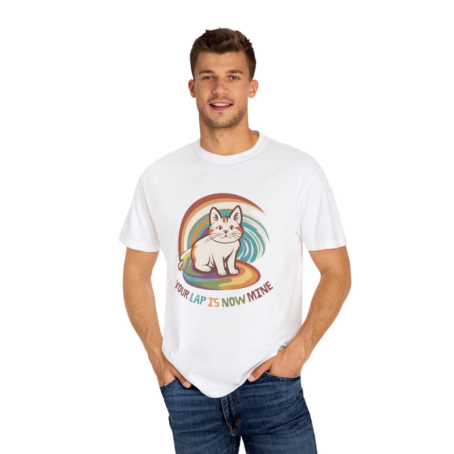 Cute Cat Lap Design Unisex T-Shirt – Perfect for Cat Lovers