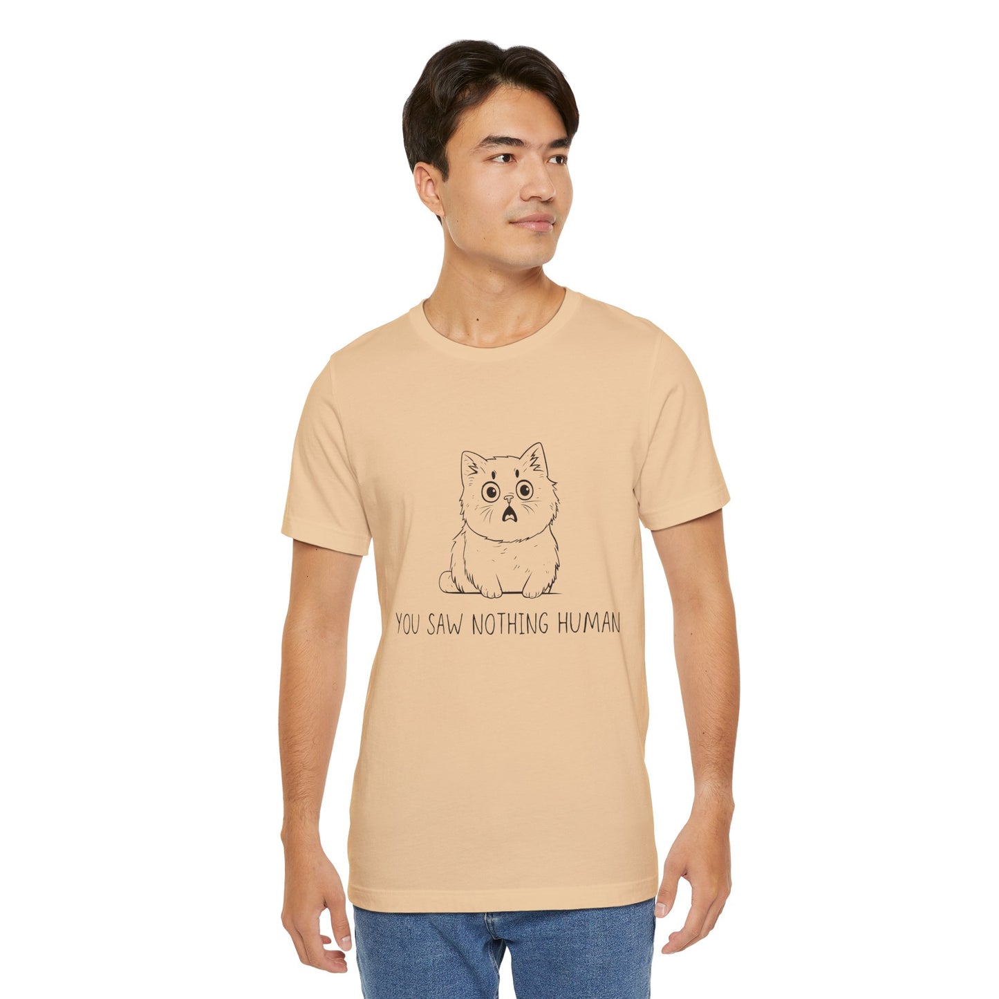 Funny Cat Graphic Tee - 'You Saw Nothing Human' Unisex T-Shirt