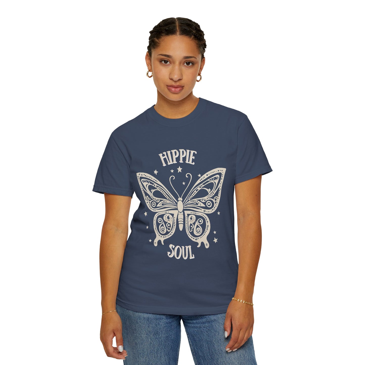 Hippie Soul Unisex Garment-Dyed T-Shirt - Bohemian Butterfly Design