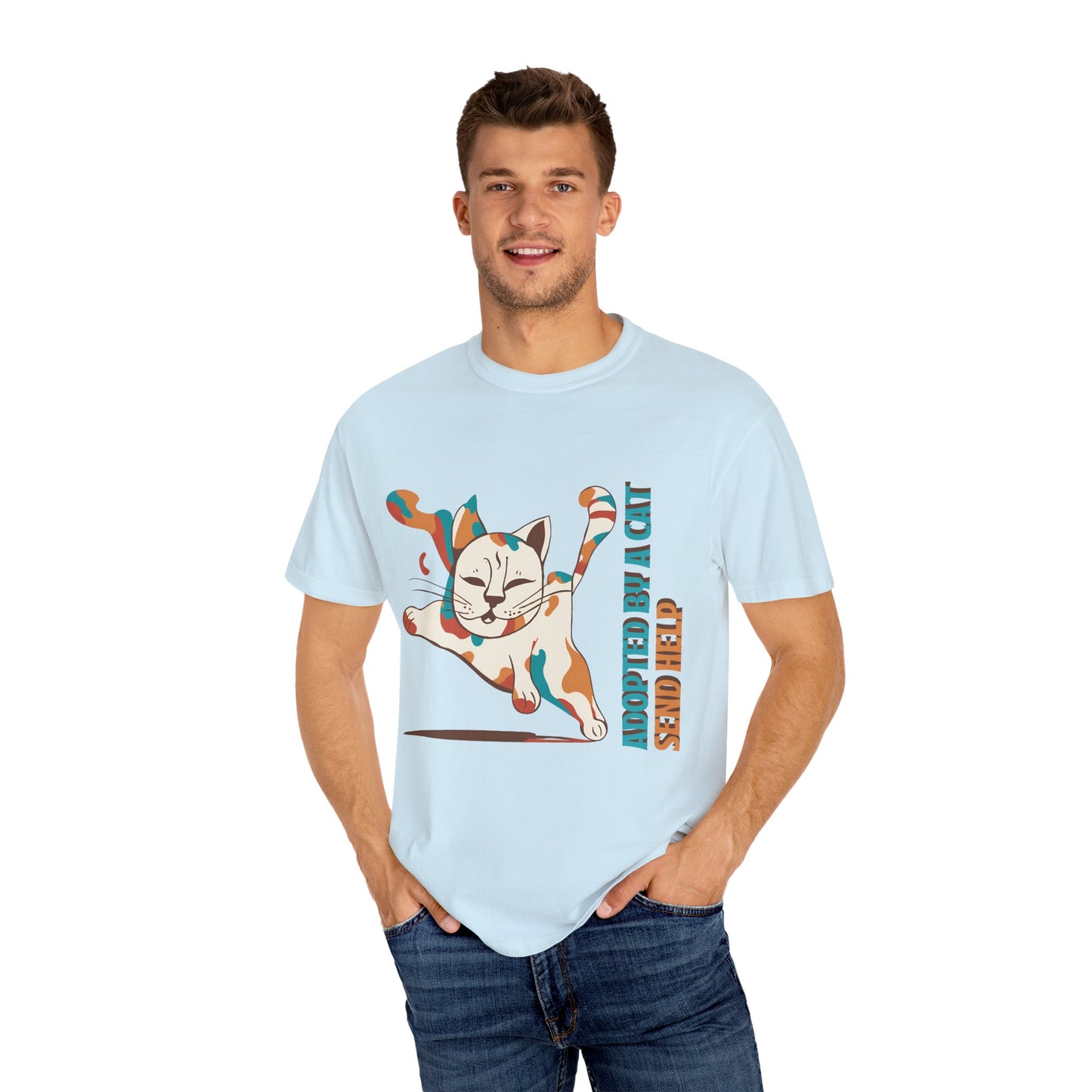 Adopted by a Cat Unisex Garment-Dyed T-Shirt - Cute Cat Lover Gift