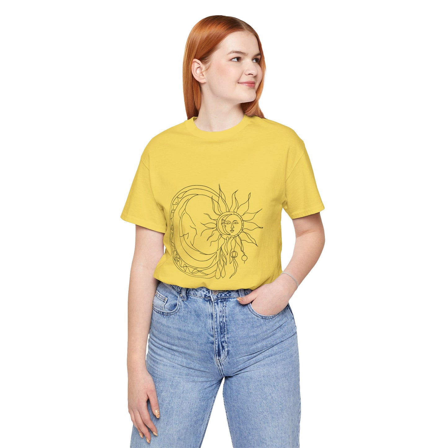 Sun and Moon Graphic Tee - Boho Unisex Jersey Short Sleeve Shirt