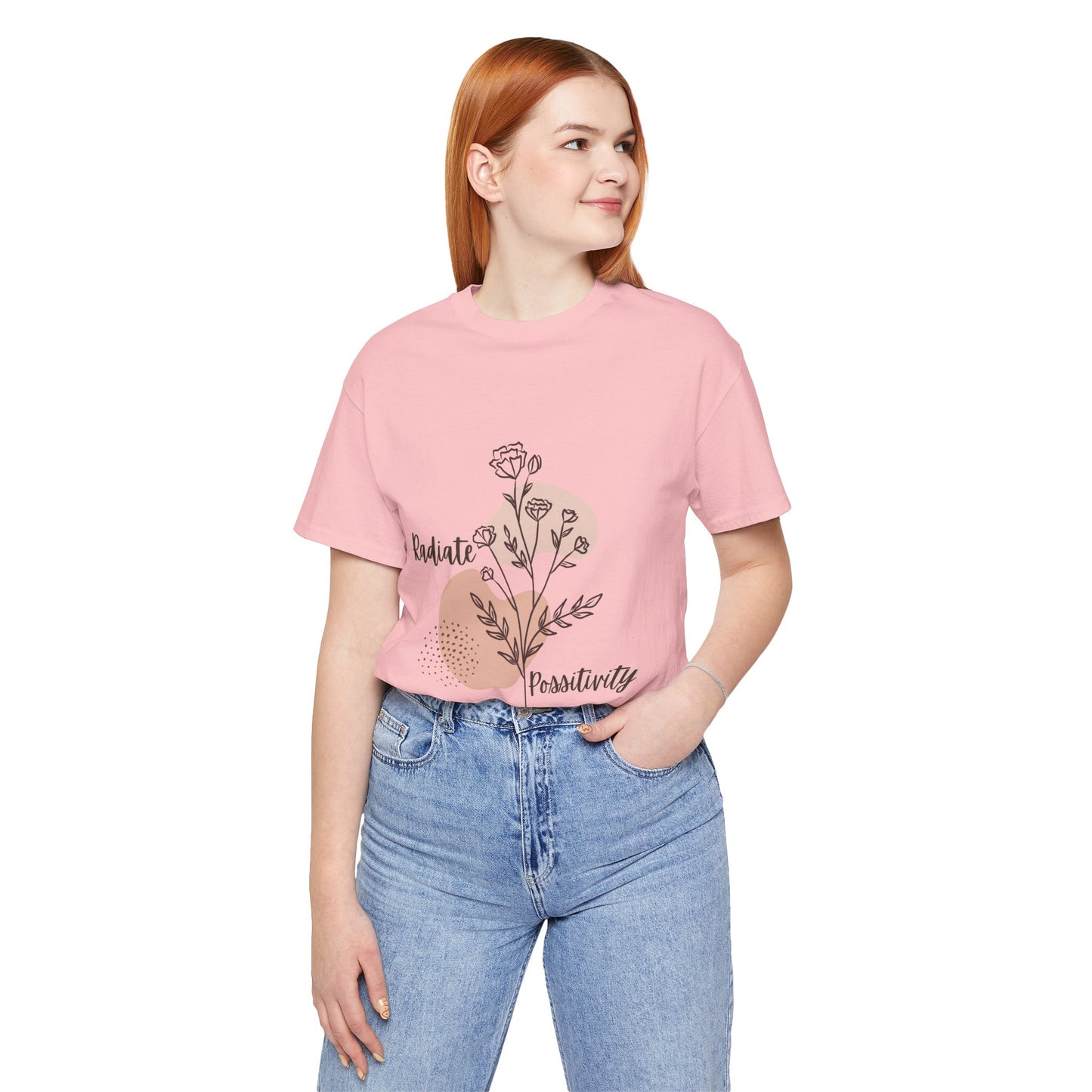 Radiate Positivity Unisex Jersey Tee - Inspirational Floral Shirt