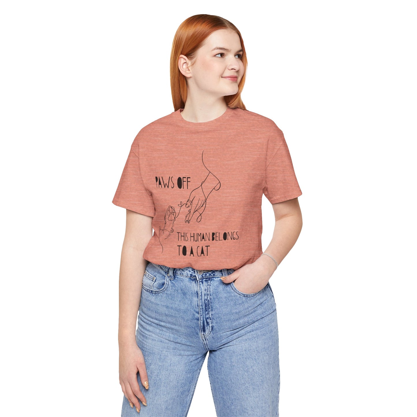 Cat Lover Unisex Jersey Tee - 'Paws Off This Human Belongs to a Cat'