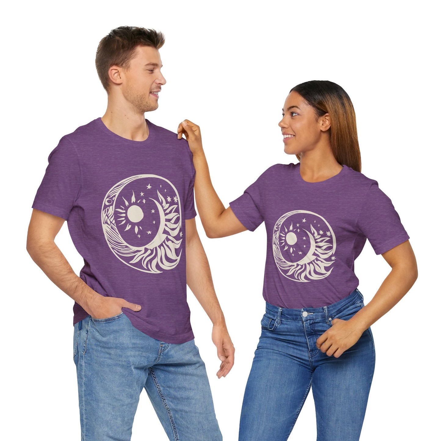 Bohemian Sun and Moon Graphic Tee - Unisex Jersey Short Sleeve