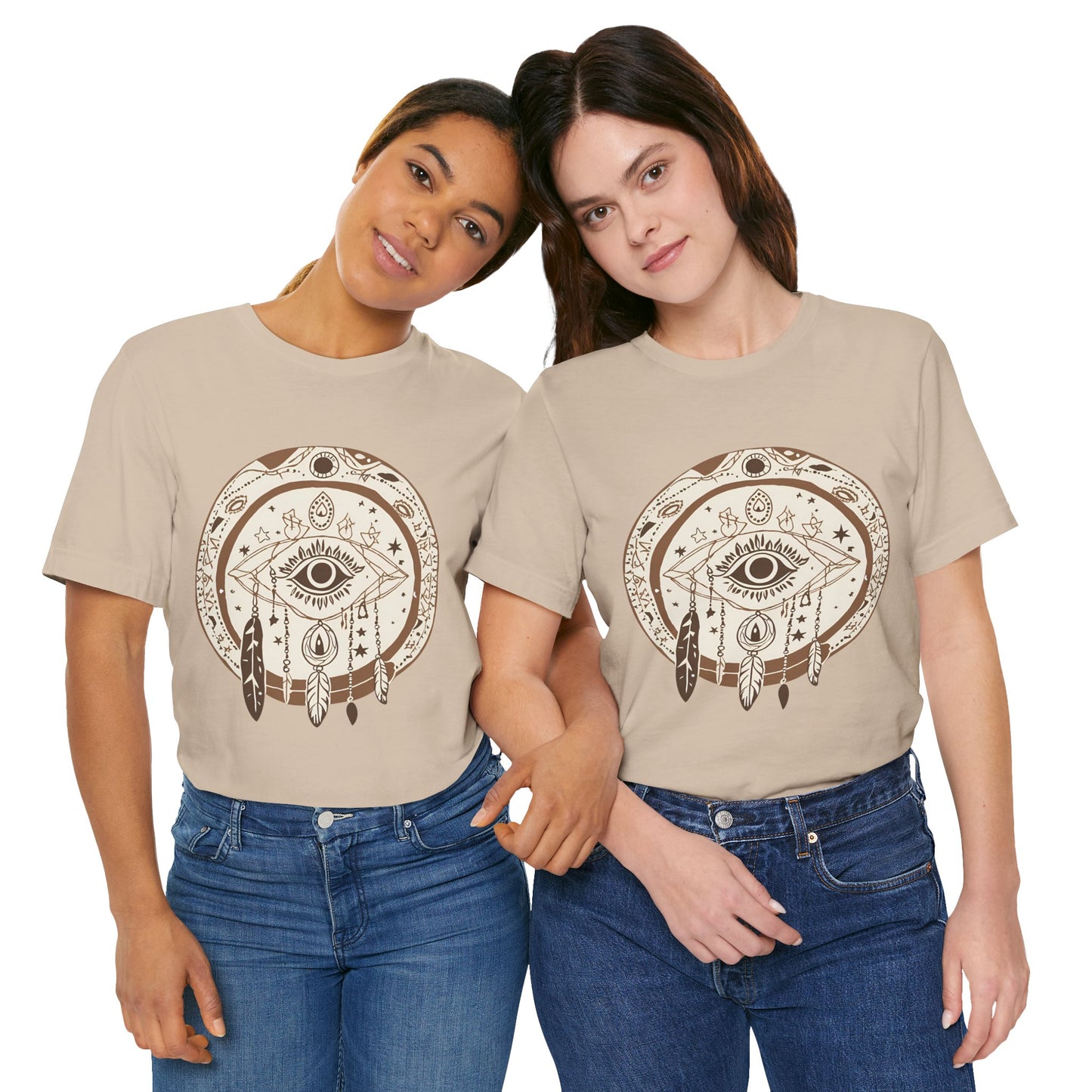 Bohemian Dreamcatcher Unisex Tee - Relaxed Graphic Short Sleeve Shirt for Festival Lovers