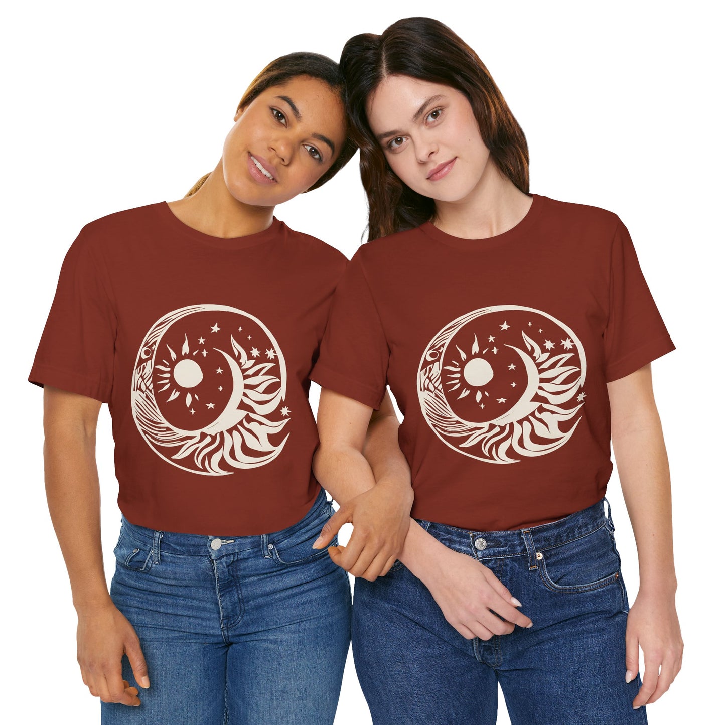 Bohemian Sun and Moon Graphic Tee - Unisex Jersey Short Sleeve