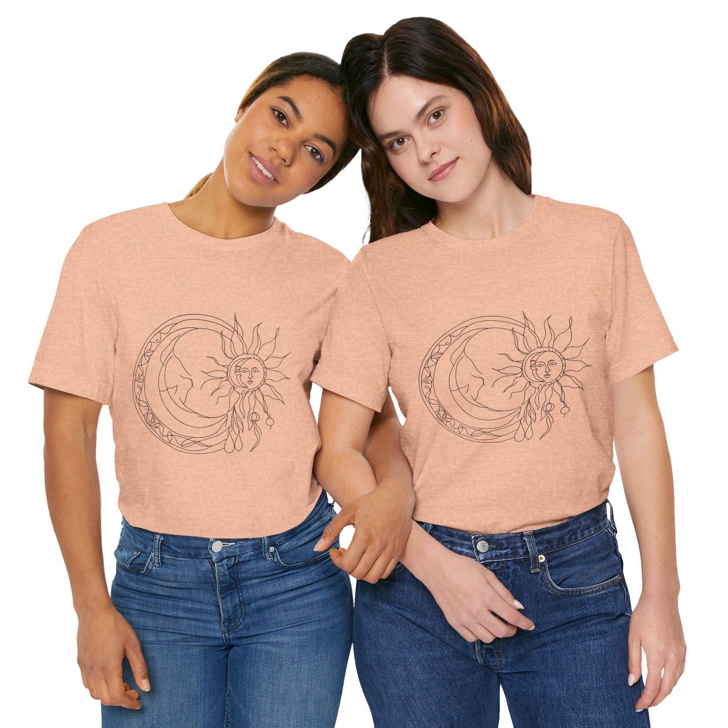 Sun and Moon Graphic Tee - Boho Unisex Jersey Short Sleeve Shirt