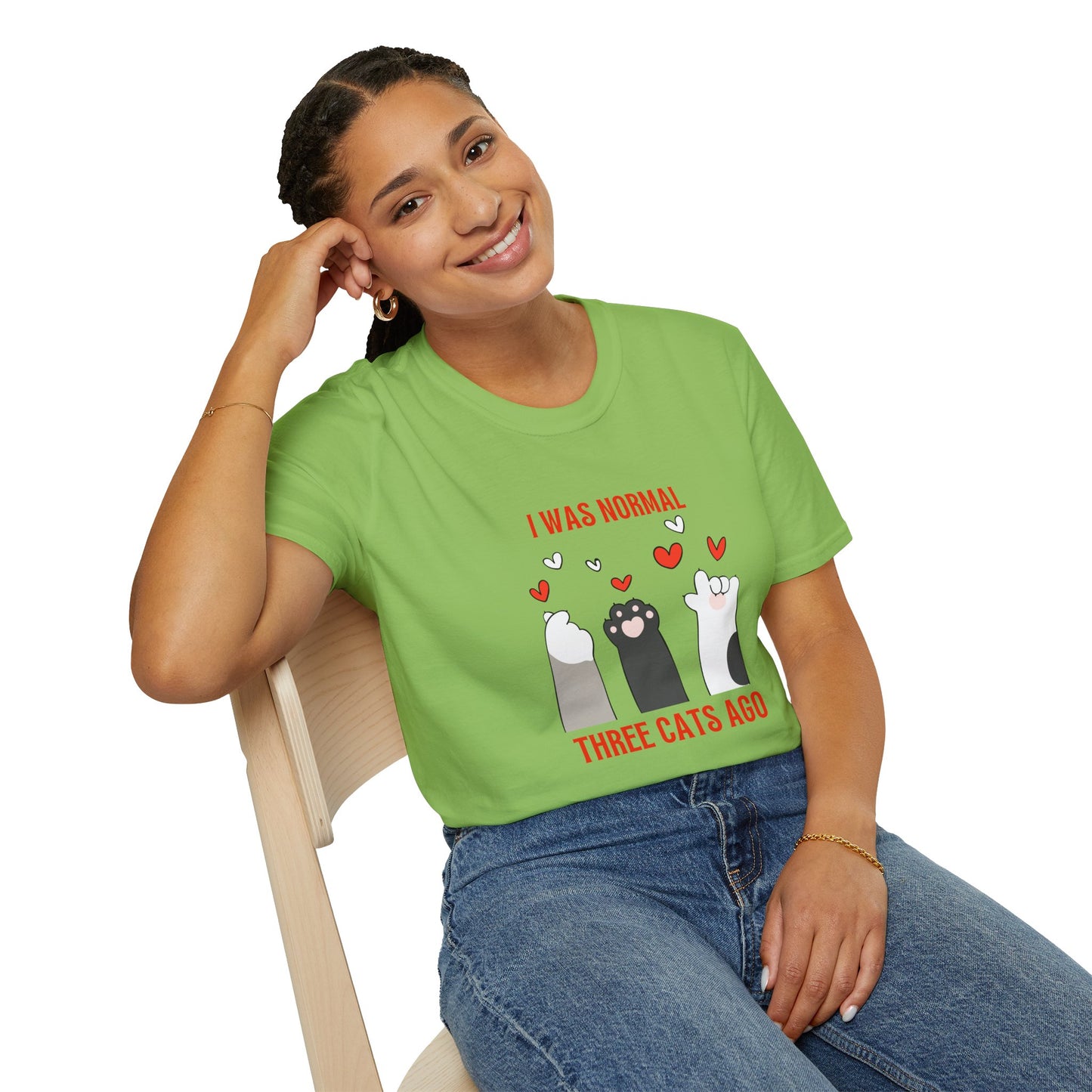 Funny Cat Lover T-Shirt - 'I Was Normal Three Cats Ago'