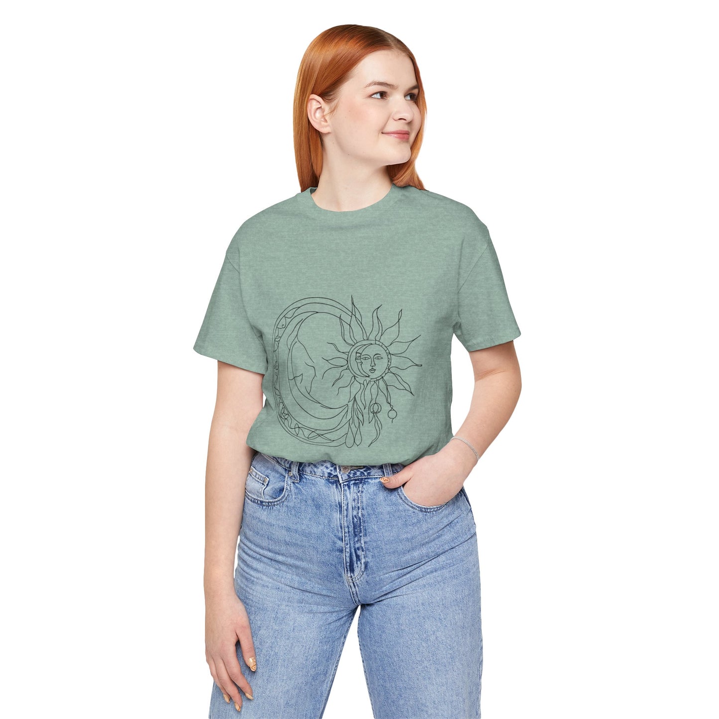 Sun and Moon Graphic Tee - Boho Unisex Jersey Short Sleeve Shirt