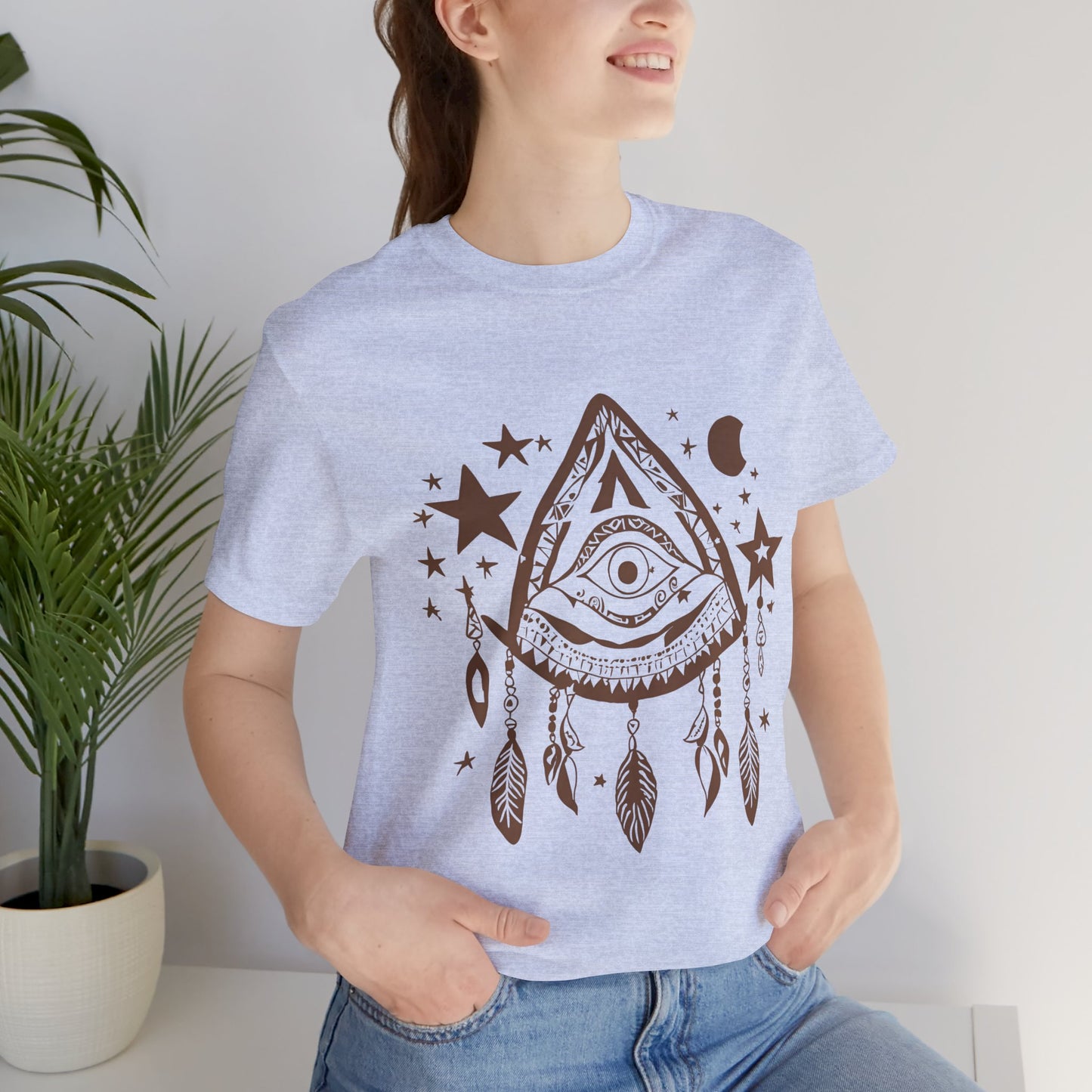 Mystical Boho Graphic Tee - Unisex Jersey Short Sleeve with Eye Design