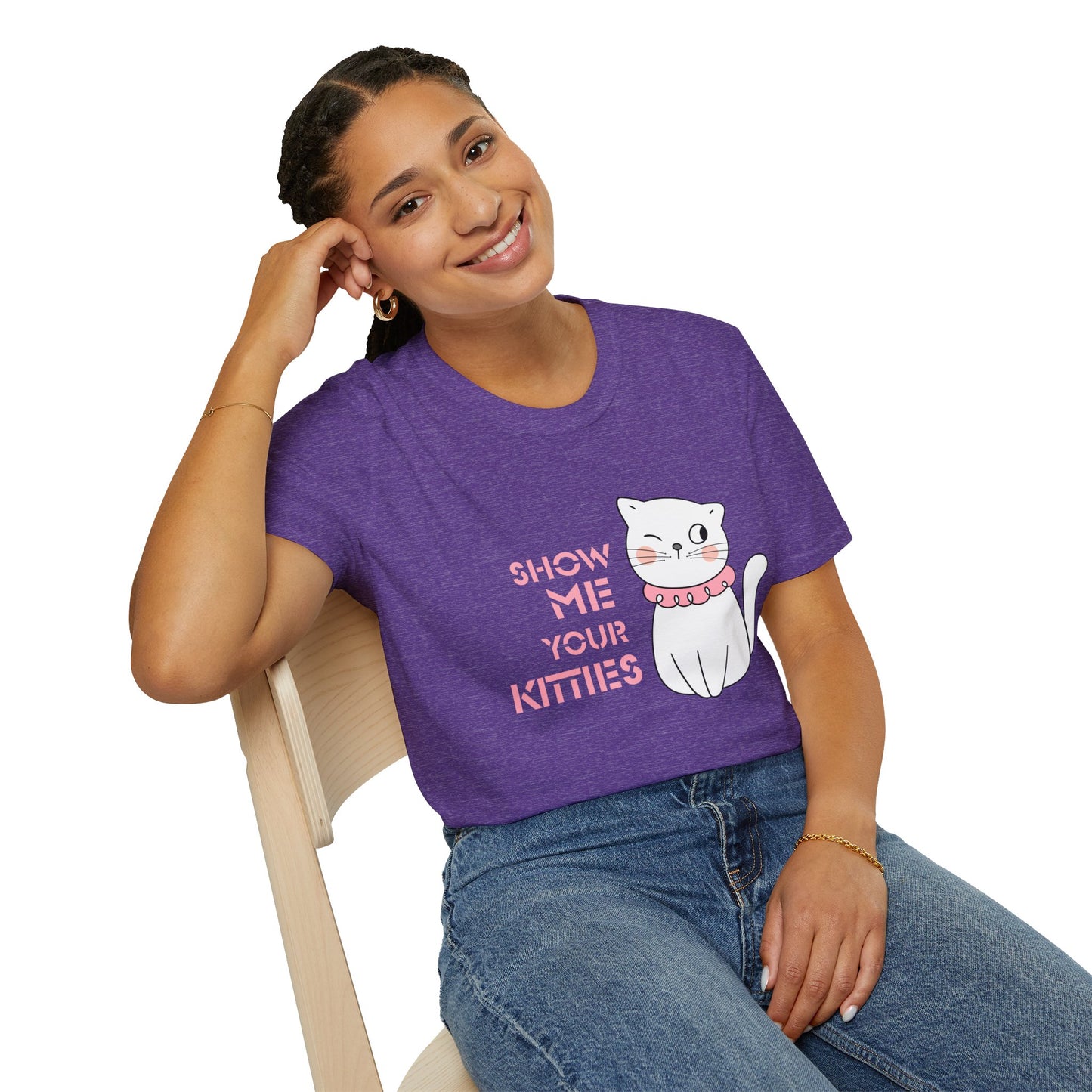 Show Me Your Kitties Unisex Softstyle T-Shirt - Cute Cat Graphic Tee for Cat Lovers