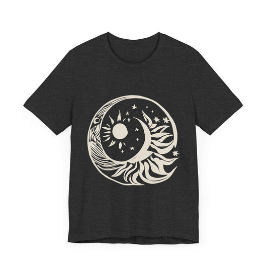 Bohemian Sun and Moon Graphic Tee - Unisex Jersey Short Sleeve