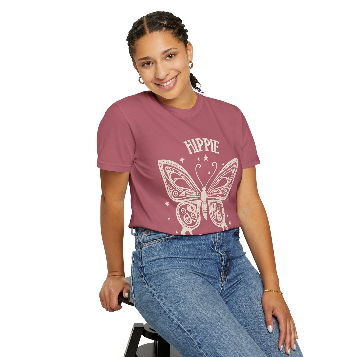 Hippie Soul Unisex Garment-Dyed T-Shirt - Bohemian Butterfly Design