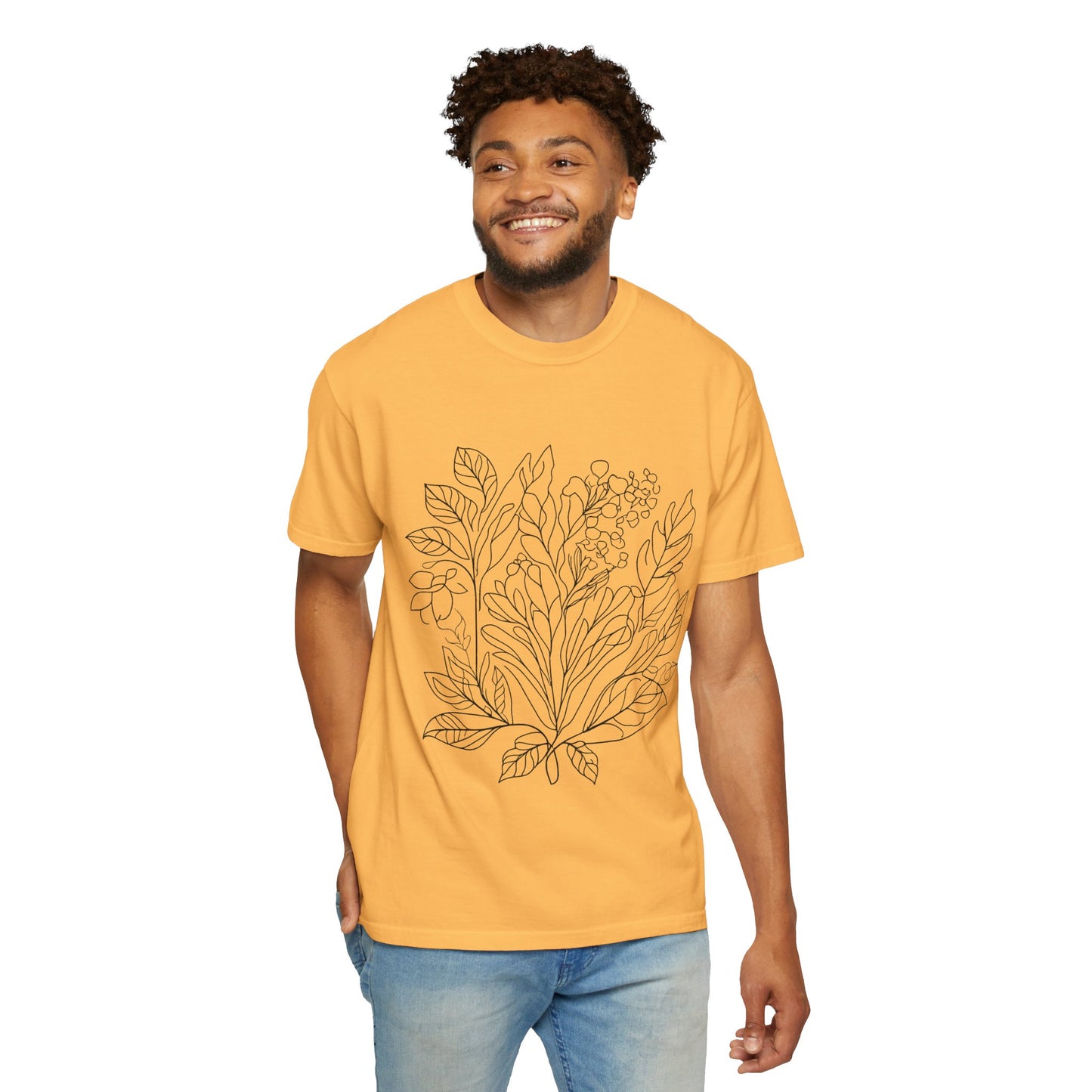 Botanical Line Art Unisex T-Shirt - Eco-Friendly Floral Design