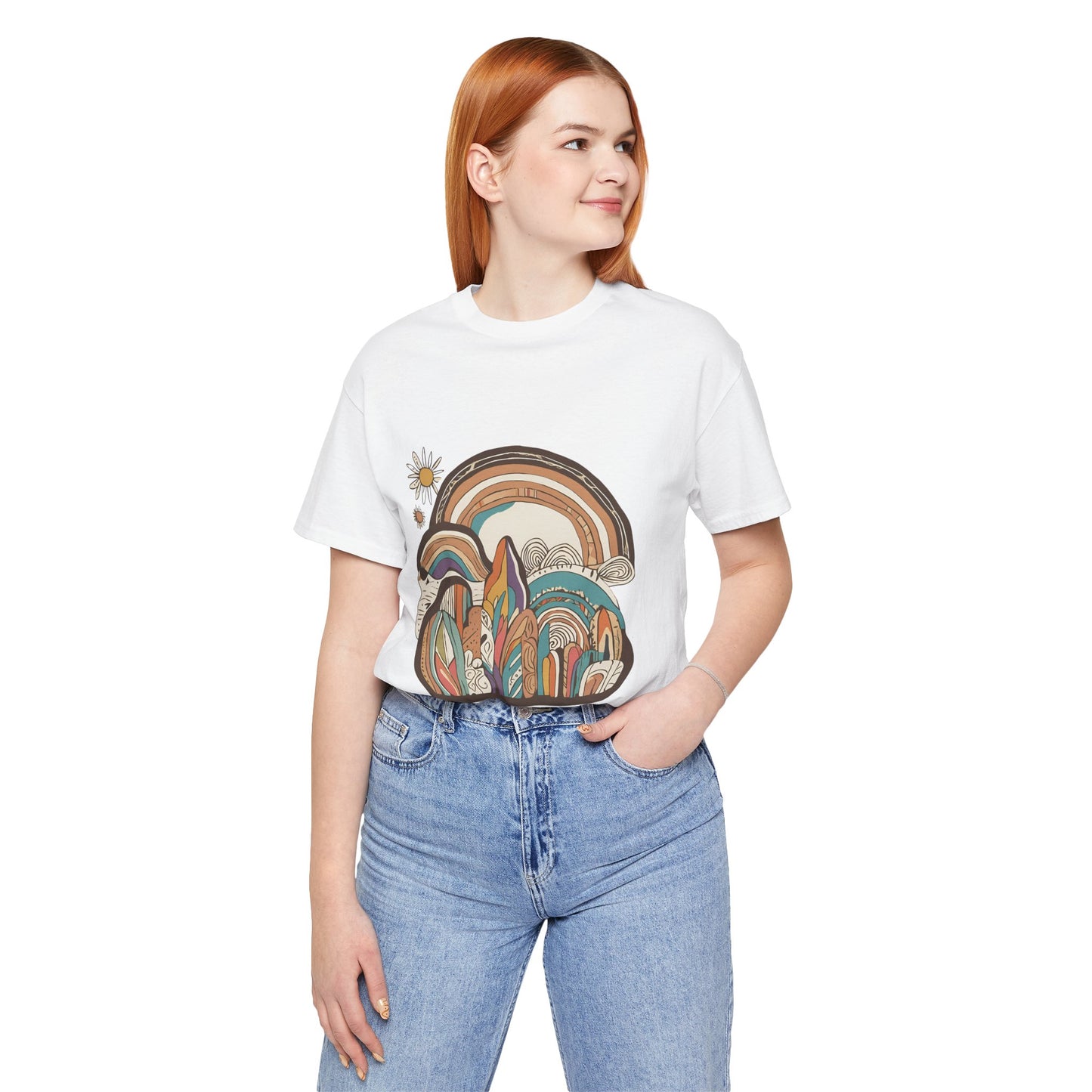 Retro Rainbow Short Sleeve Tee | Boho Aesthetic Unisex T-Shirt