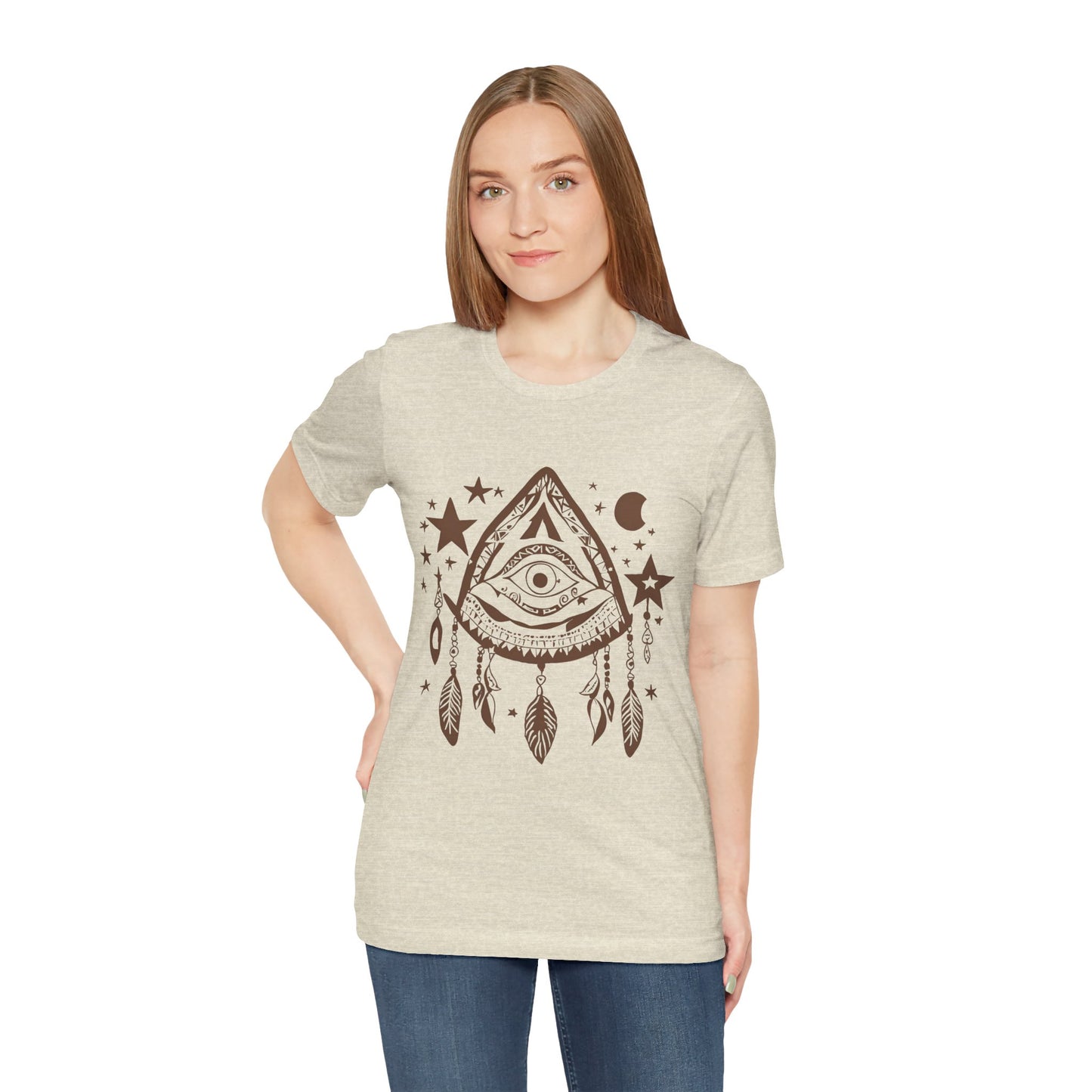 Mystical Boho Graphic Tee - Unisex Jersey Short Sleeve with Eye Design