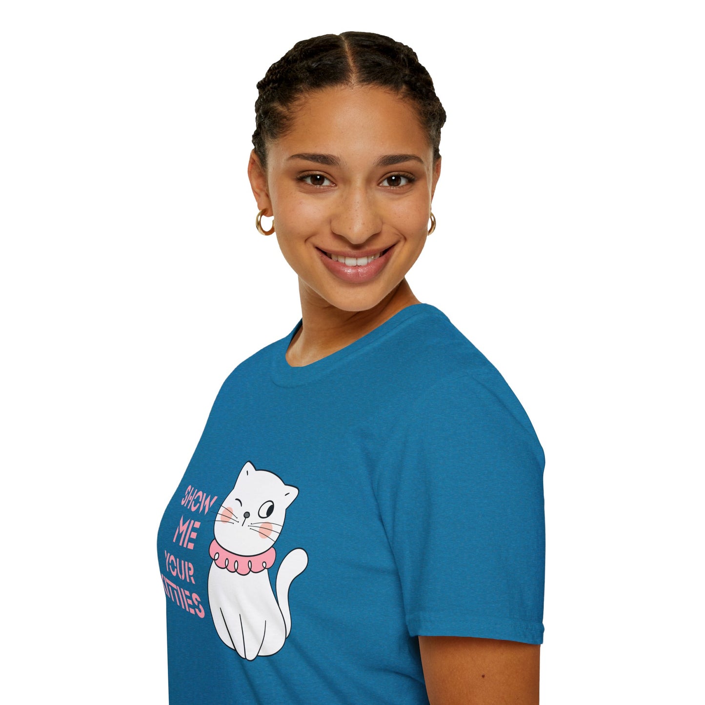 Show Me Your Kitties Unisex Softstyle T-Shirt - Cute Cat Graphic Tee for Cat Lovers