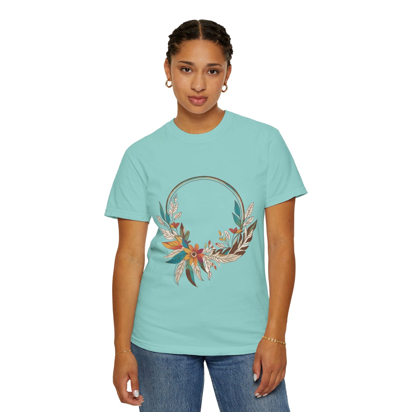 Vintage Floral Unisex T-Shirt - Autumn Wreath Design