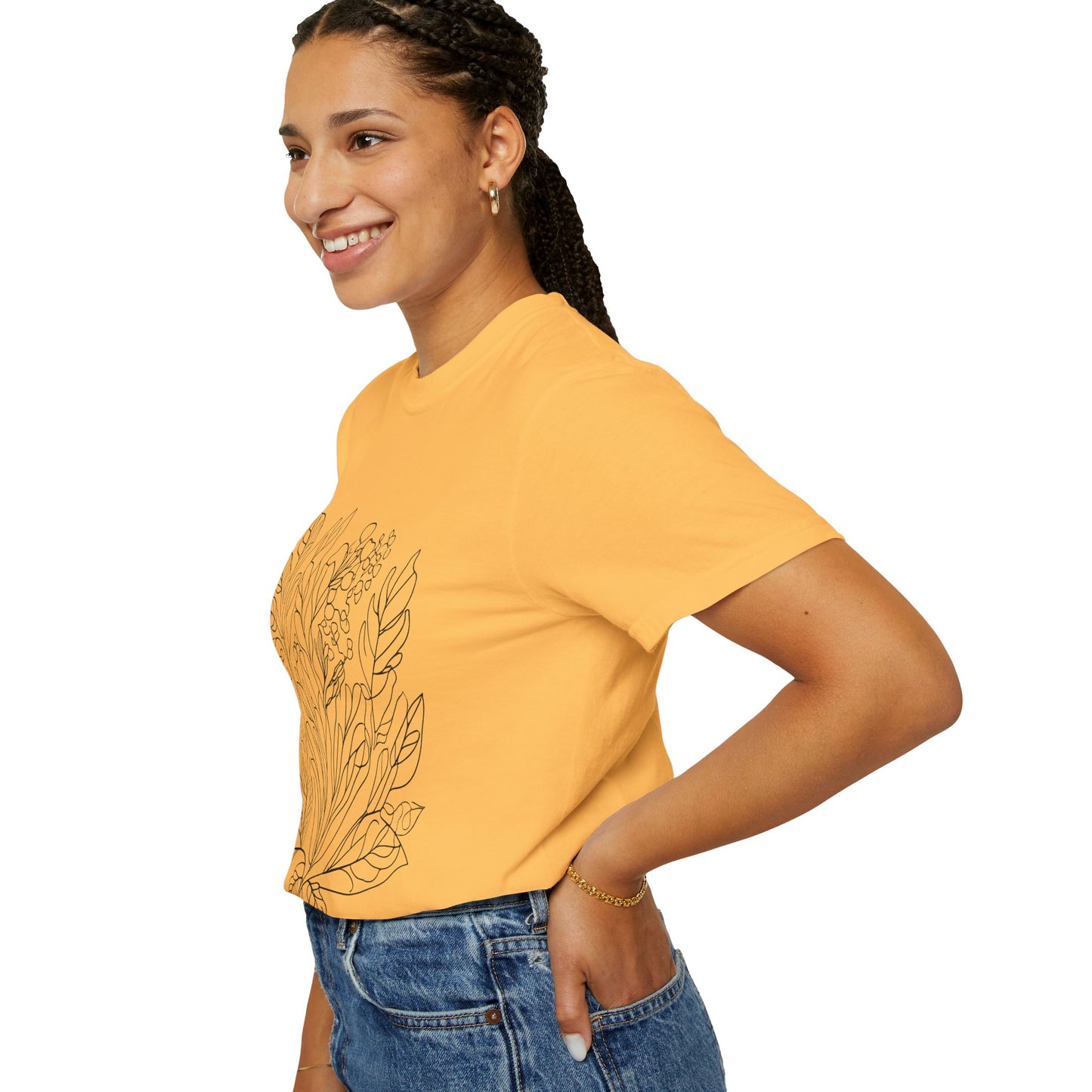 Botanical Line Art Unisex T-Shirt - Eco-Friendly Floral Design