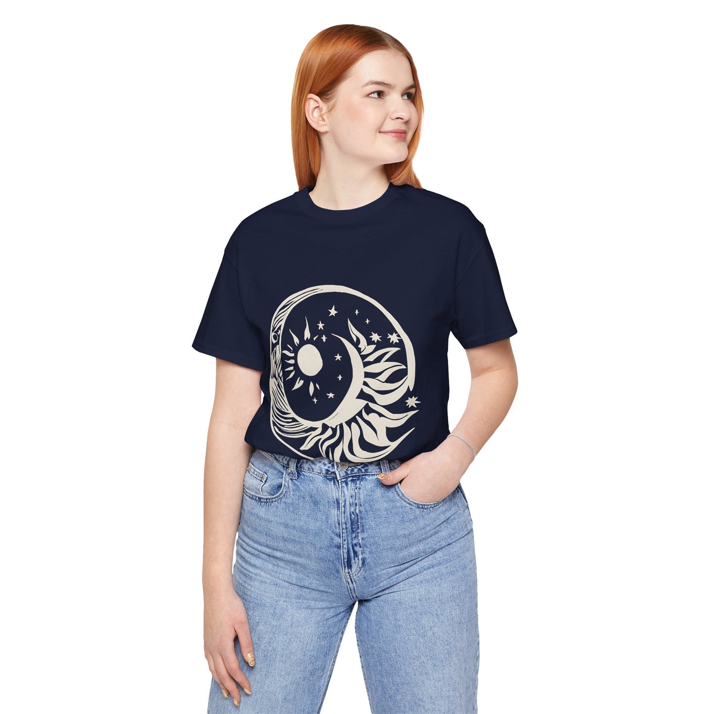 Bohemian Sun and Moon Graphic Tee - Unisex Jersey Short Sleeve