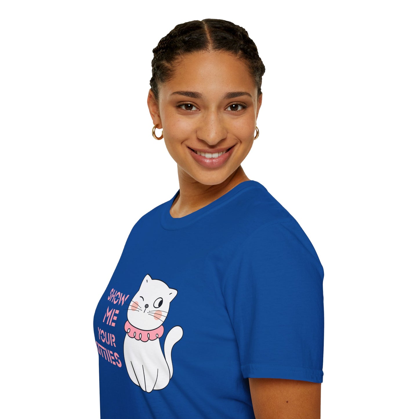 Show Me Your Kitties Unisex Softstyle T-Shirt - Cute Cat Graphic Tee for Cat Lovers