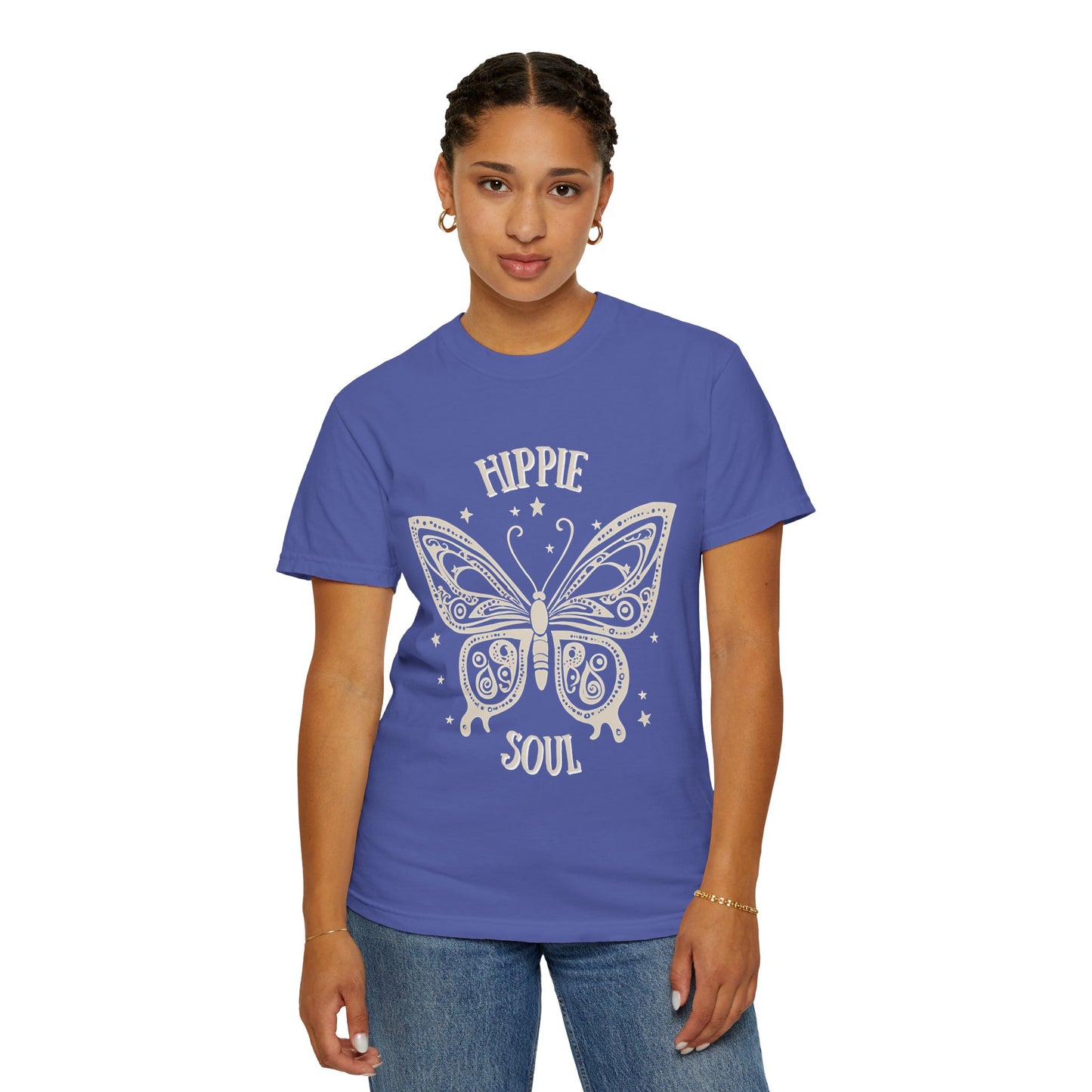 Hippie Soul Unisex Garment-Dyed T-Shirt - Bohemian Butterfly Design